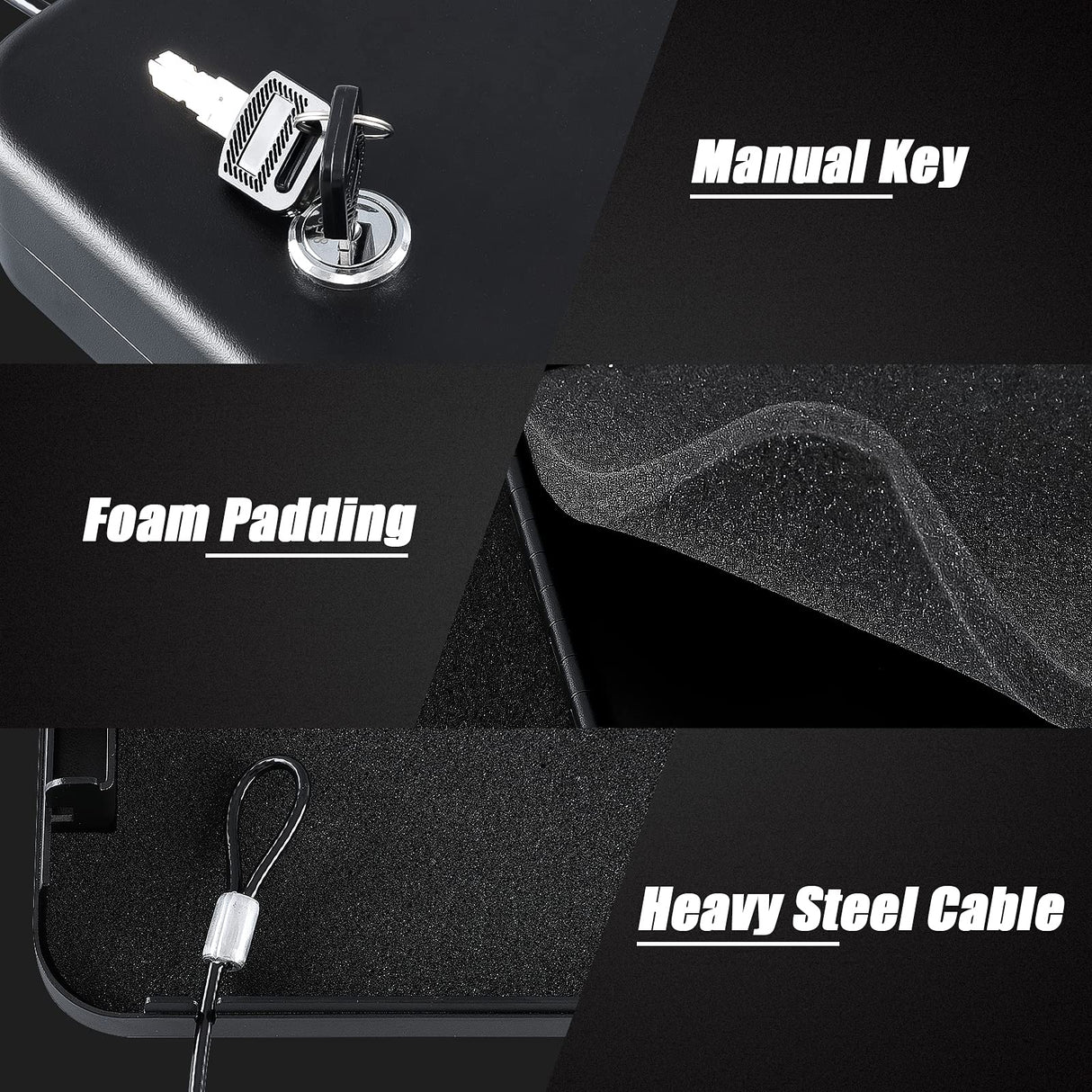 Dalmbox Car Gun Safe for Pistols Small Handgun Lock Box with Key Lock Portable Travel Pistol Safe for Car, Home, Travel (9.4" X 6.4" X 1.8") Dalmbox