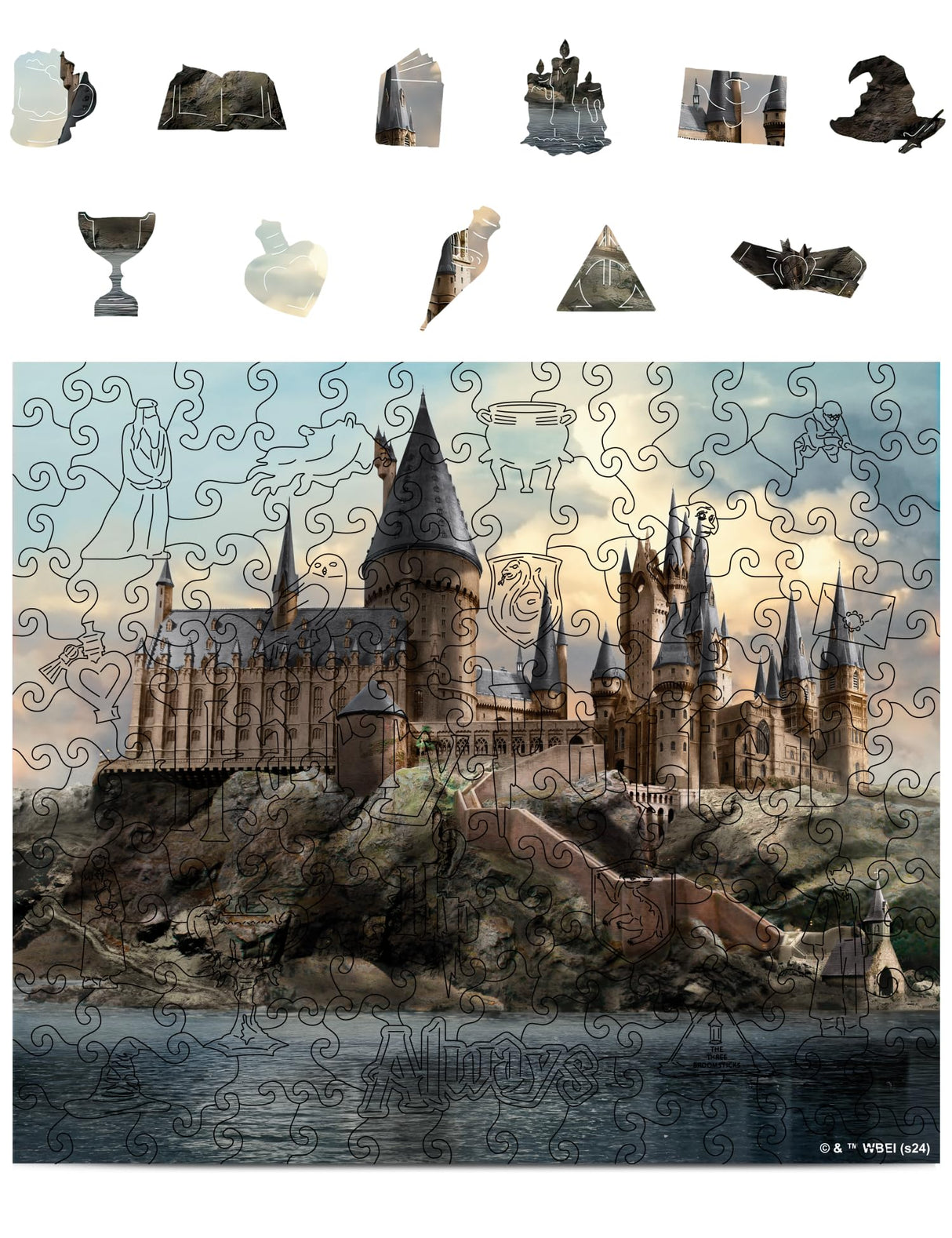 Crafthub Harry Potter Wooden Puzzles for Adults – A3 Size with 158 Pieces Wood Puzzles – Hogwarts Castle – Jigsaw Puzzles with Unique Shapes – 10.8" x 12.5" CRAFTHUB