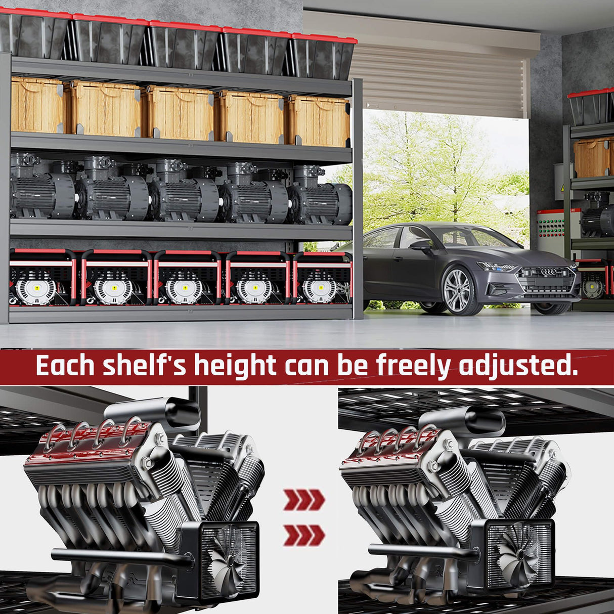 PMKES 62" W Garage Shelving Heavy Duty, 4 Tier Garage Shelves, 27" D Adjustable Storage Shelving Unit, Commercial Metal Shelf for Warehouse, Pantry, School, Shop, 62" Wx27 Dx62 H PMKES