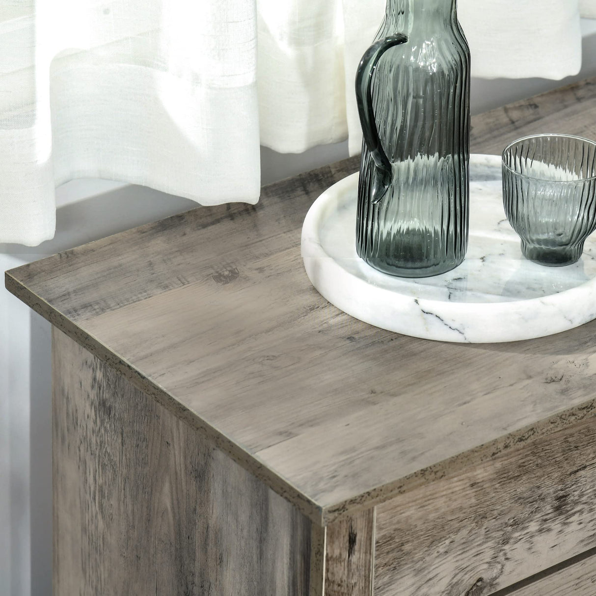 HOMCOM Farmhouse Sideboard Buffet Cabinet, Barn Door Coffee Bar Cabinet with Drawer and Adjustable Shelf, Kitchen Cabinet for Living Room, Entryway, Gray HOMCOM