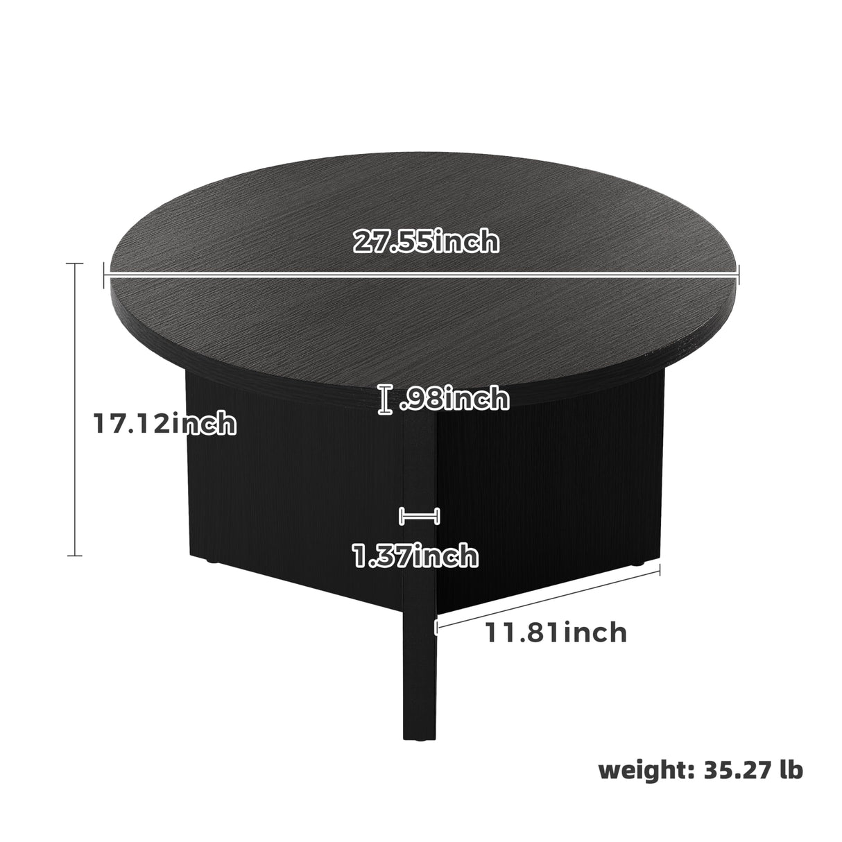 Luoxiao Coffee Table for Small Space, Minimalist Modern Table for Living Room, Durable & Sturdy Small Round End Table with Adjustable Feet Pads, Black Luoxiao