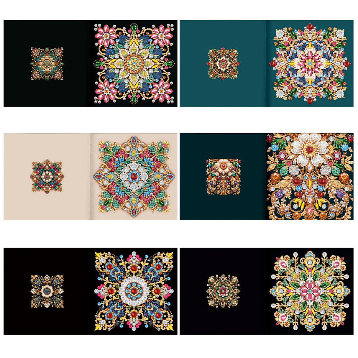 pigpigboss 6 Packs Mandala Diamond Art Greeting Card Kit, Flower Birthday Cards Paint with Diamonds, Special Shaped Diamond Painting Dots Cards Crafts for Adult Holiday Wishes and Blessing pigpigboss