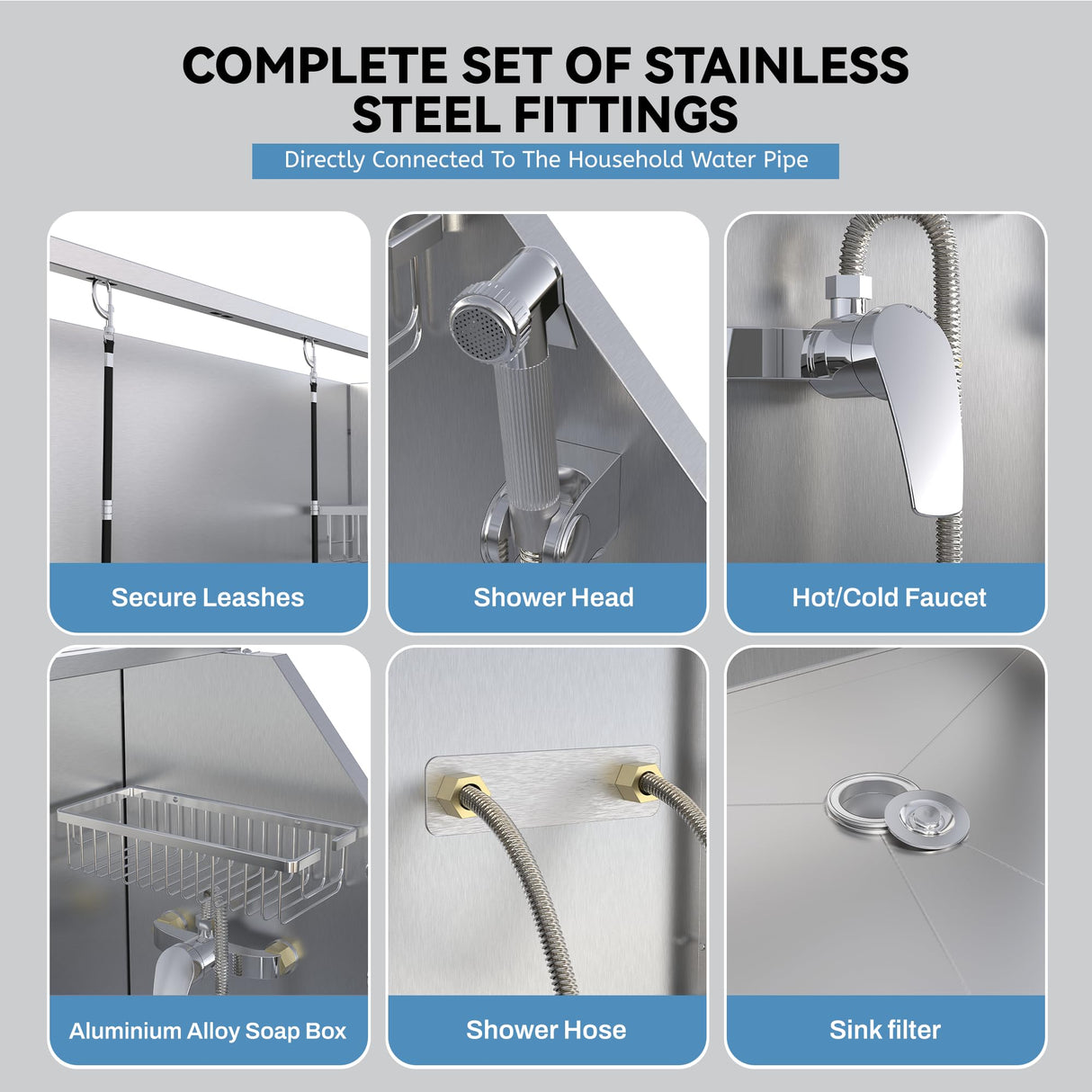 GAOMON 50" Dog Bathing Station,Professional Stainless Steel Dog Washing Station for Large Dogs, Dog Grooming Tub Bathtub with Soap Box, Removable Ramp,Faucet,Washing Sink for Home GAOMON