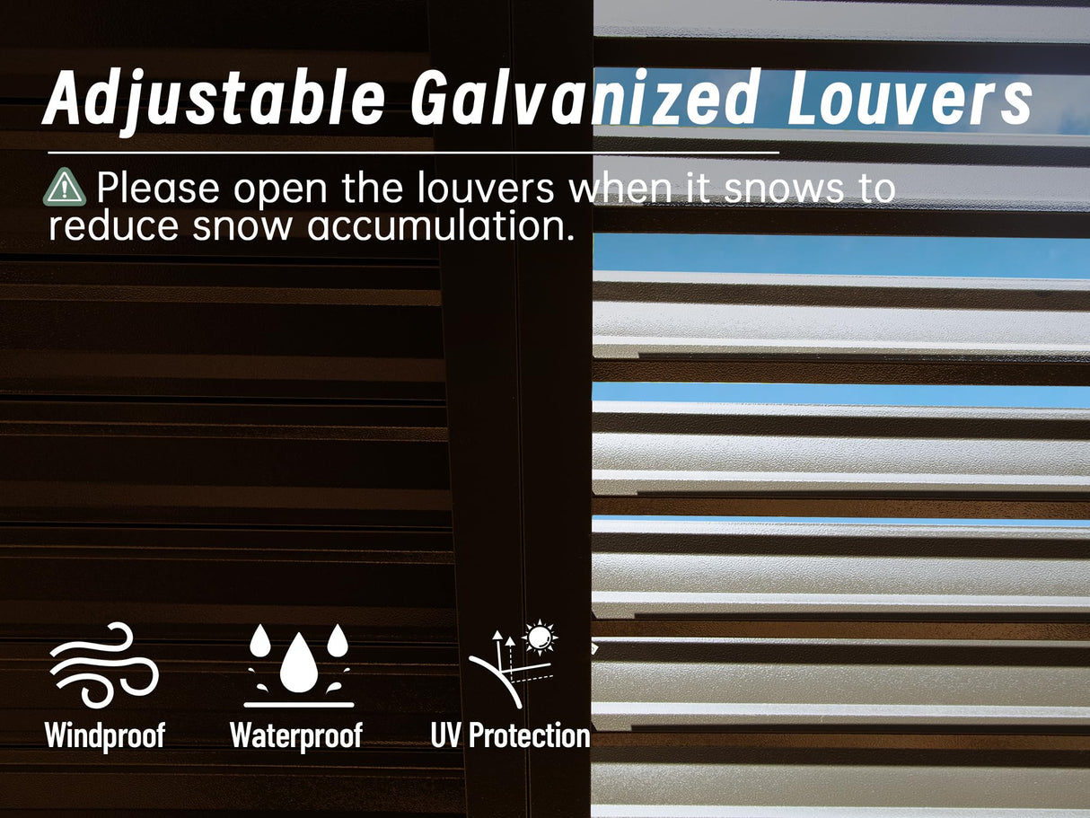 Domi Louvered Pergola 10X16FT, Aluminum Pergola with Adjustable Roof, Aluminum Frame, Efficient Drainage System, Outdoor Pergola for Patio, Deck, Garden, Brown domi outdoor living