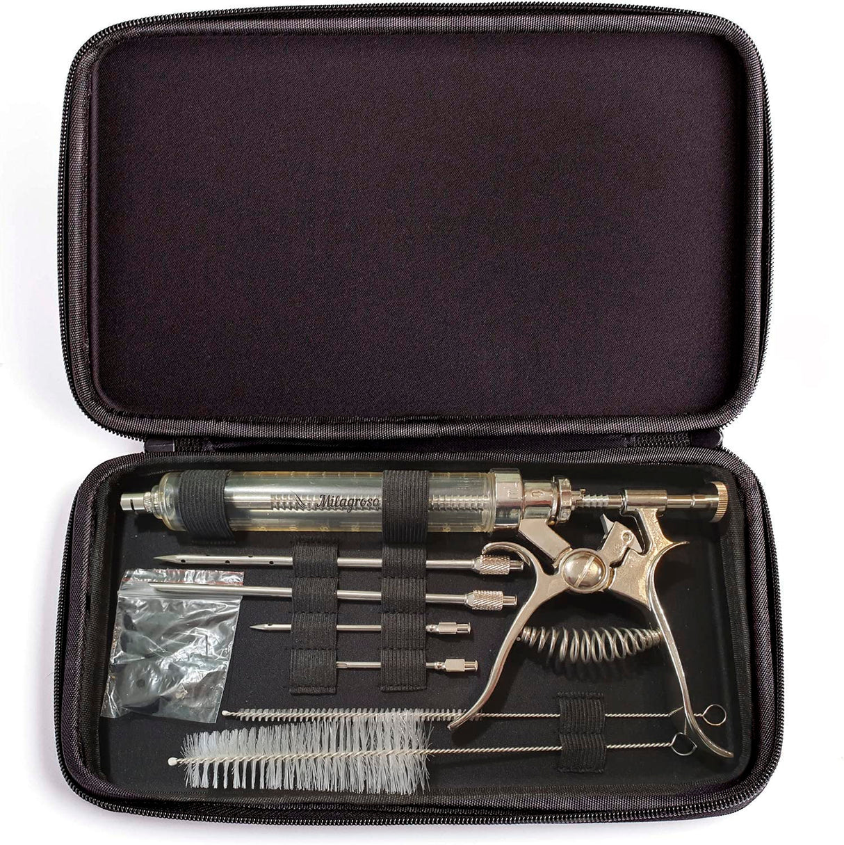 Meat Injector Syringe Stainless Steel Outdoor Meat Kit Marinade Flavor Food Injector Syringes with 3 Marinades Needles Grill Smoker Injectors Professional Syringe Held Culinary Barbecue Tool For BBG Milagroso