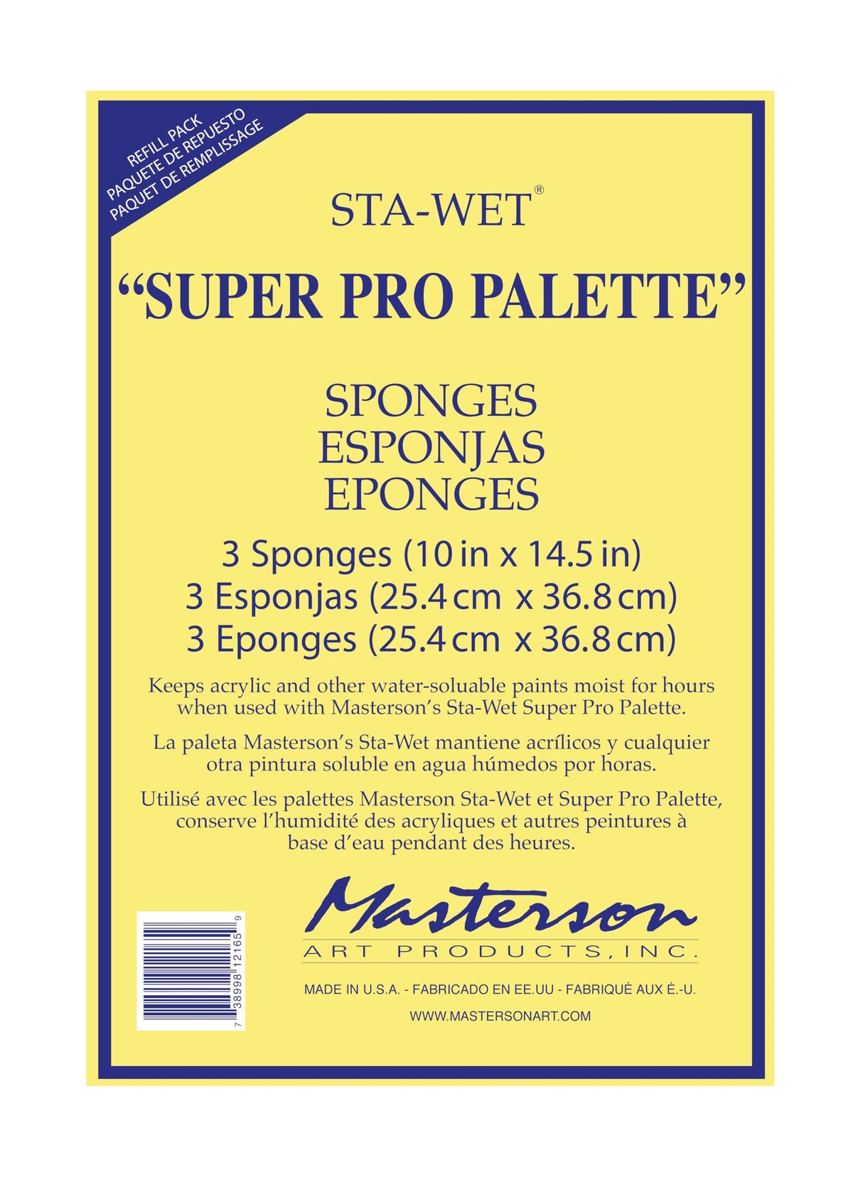 Masterson Sta-Wet Super Pro Palette Bundled Set 11.5x15.5in Wet Paint Palette with 32 Well Watercolor Palette, 30 Acrylic Paper Refill Sheets and 3 Sponge Refill Pack, Keeps Paint Fresh, Made in USA Masterson
