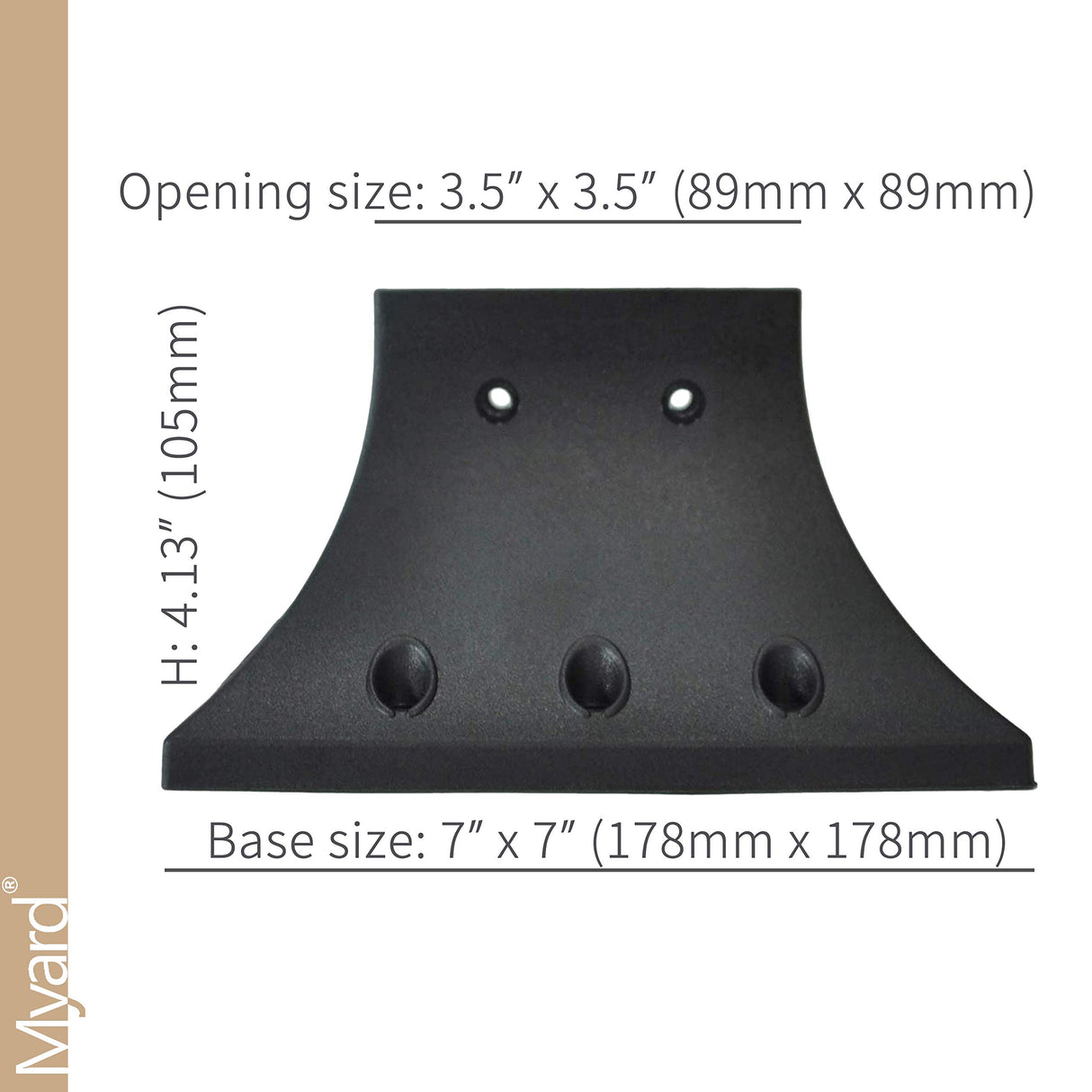 PNP114040 Myard 4x4 Post Base Cover (Actual 3.5x3.5 Inches) Post Skirt Flange with Stainless Steel Screws, Post Bracket for Deck Porch Handrail Railing Support Trim Post Anchor (Qty 2, Black) Myard