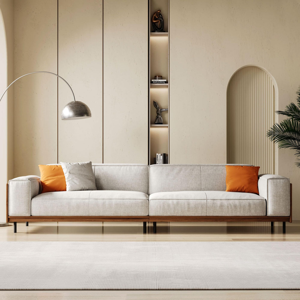 NessCarsti Modern 4-Seater Sofa for Living Room - Comfortable Timecloud Couch with Wood Frame and Metal Legs, Easy Assembly, Ideal for Office, Apartment, or Living Room, 111.81", Grey NessCarsti