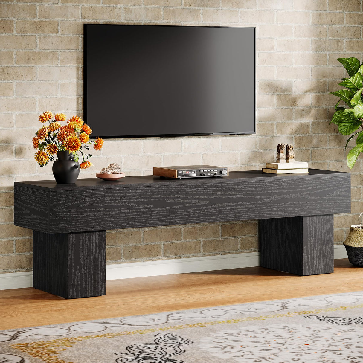 Tribesigns 63" TV Stand, Farmhouse Entertainment Center, Low TV Console Table for Living Room, Long Media Console Television Stands for 55/60/65/70 Inch TV Tribesigns