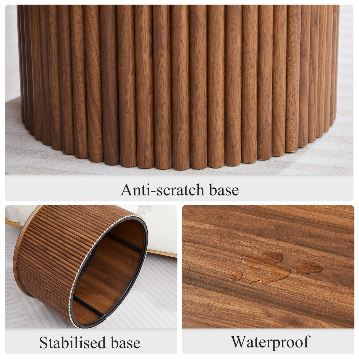 Round Nesting Coffee Table Set of 2, Mid Century Modern Wood Coffee Tables and End Table Set, Circle Side Table Minimalist Center Tables for Living Room, Office(Walnut) AVZEAR