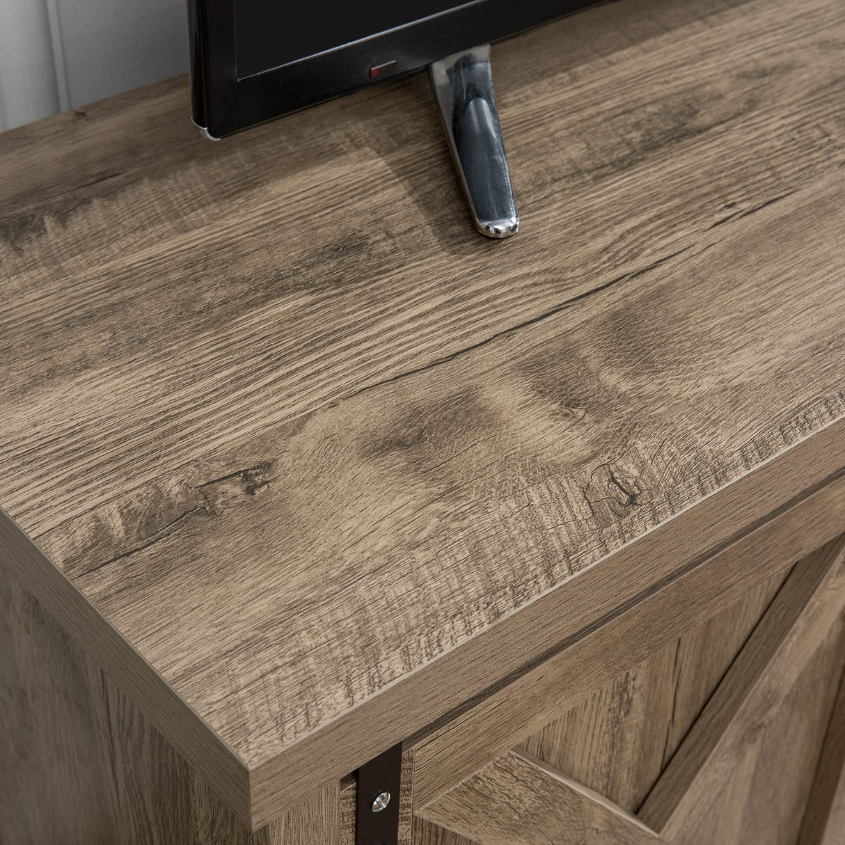 GAZHOME Farmhouse TV Stand with Sliding Barn Doors, Media Entertainment Center Console Table for TVs up to 65”,2-Tier Large Storage Cabinets,Rustic TV Stand for Living Room Bedroom,Light Grey GAZHOME