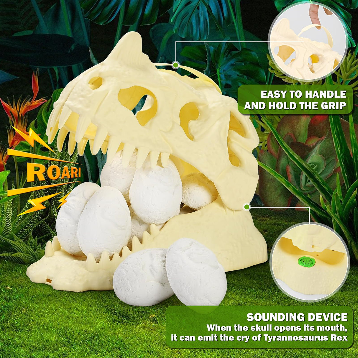 kolegend 12 Pack Dino Eggs Dig Kit and T. Rex Skull Dinosaur Eggs Excavation Set Easter Gift Dinosaur Toys Science Experiments Kits for Kids Easter Basket Stuffers Toys for 3+Year Old Boys Girl kolegend
