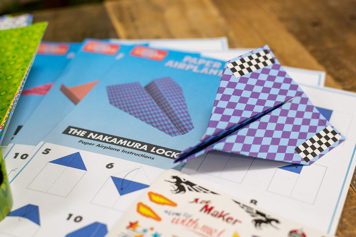 Bendon TS Shure Paper Airplanes Mini Activity Tin with 20 Paper Airplanes and Sticker Sheet 50435 Bendon