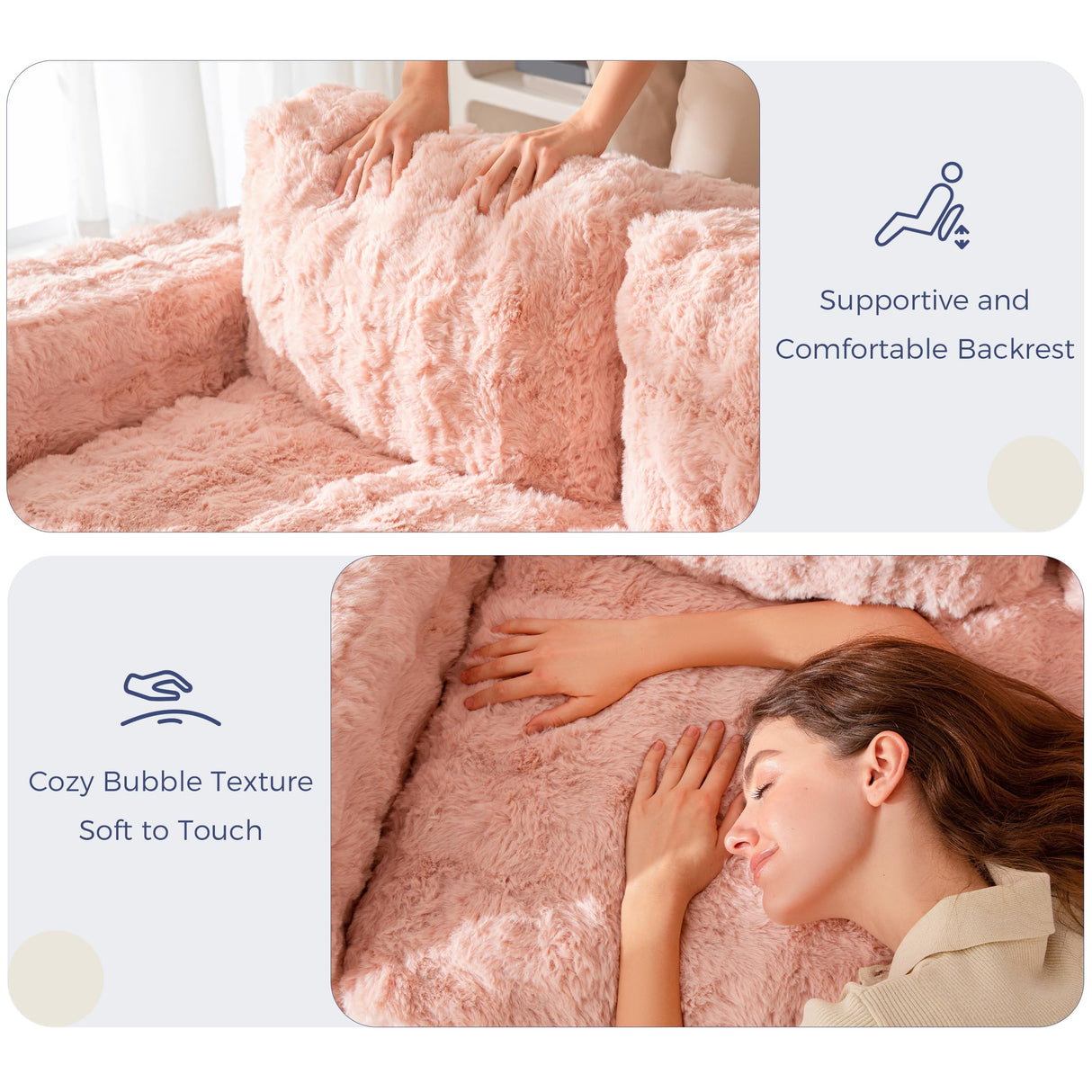 MAXYOYO Loveseat Sofa for Living Room, Small Sofa Couch Tufted Boneless Couch, Comfy Bean Bag Chair for Small Space Bedroom Apartment, No Assembly Needed, Pink MAXYOYO