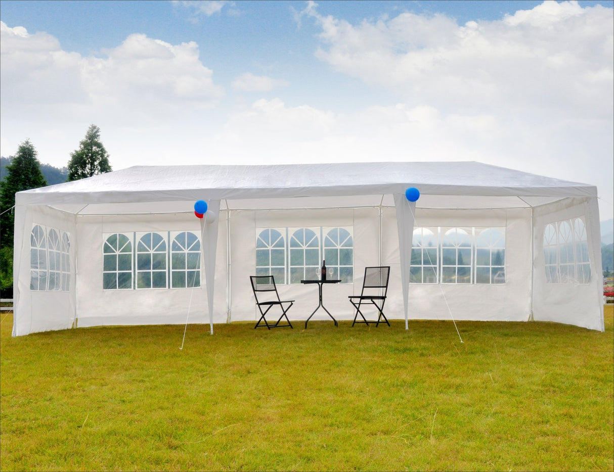 GOJOOASIS Wedding Party Tent 10x30 White Outdoor Canopy Tent Outdoor Gazebo (10' x 30' with 5 Walls) GOJOOASIS