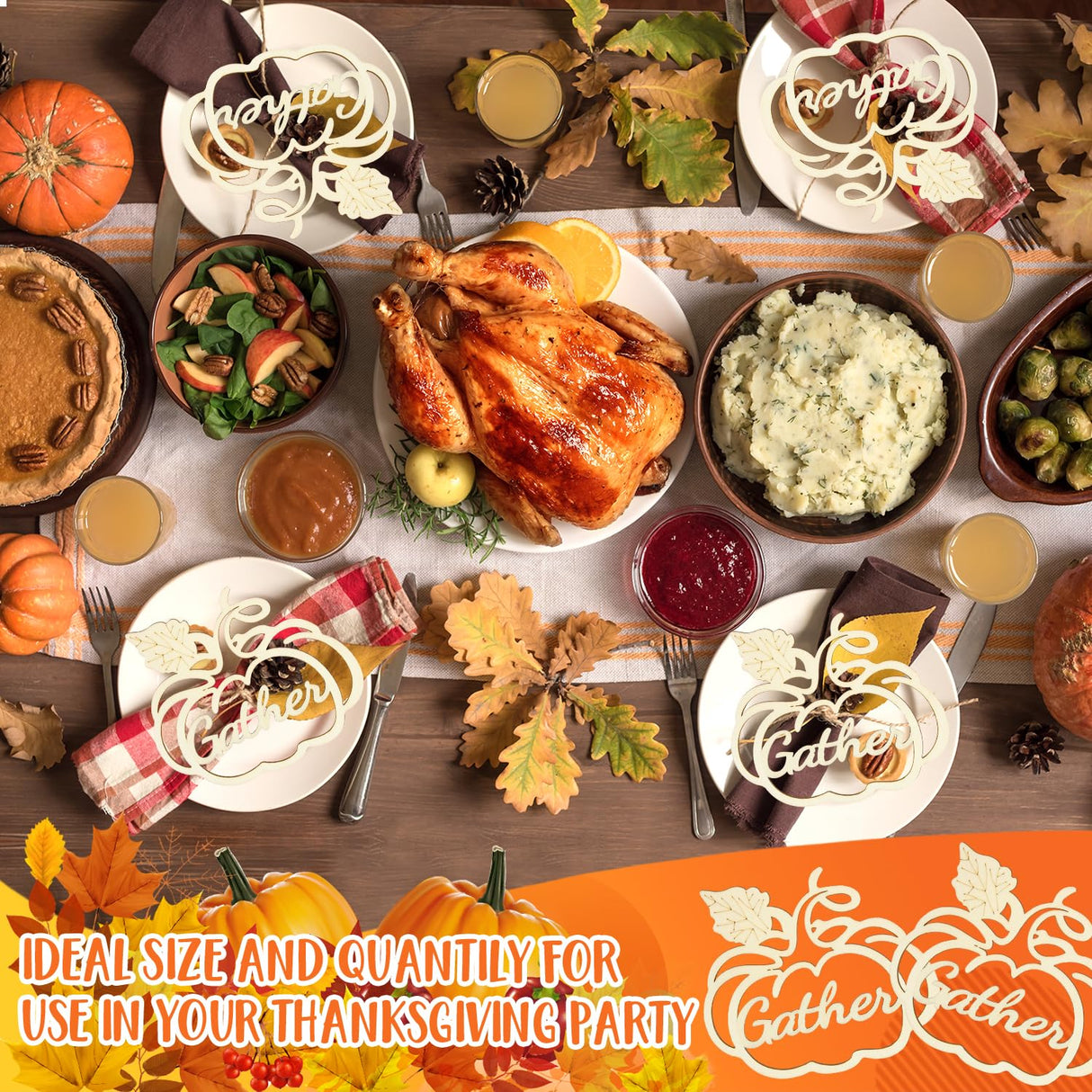 12 Pcs Thanksgiving Pumpkin Wooden Plate Decor Grateful Wood Cutouts Fall Autumn Thankful Blessed Favour Gather Party Place Card Table Settings Signs for Farmhouse Dining Table Holiday Harvest Sophena