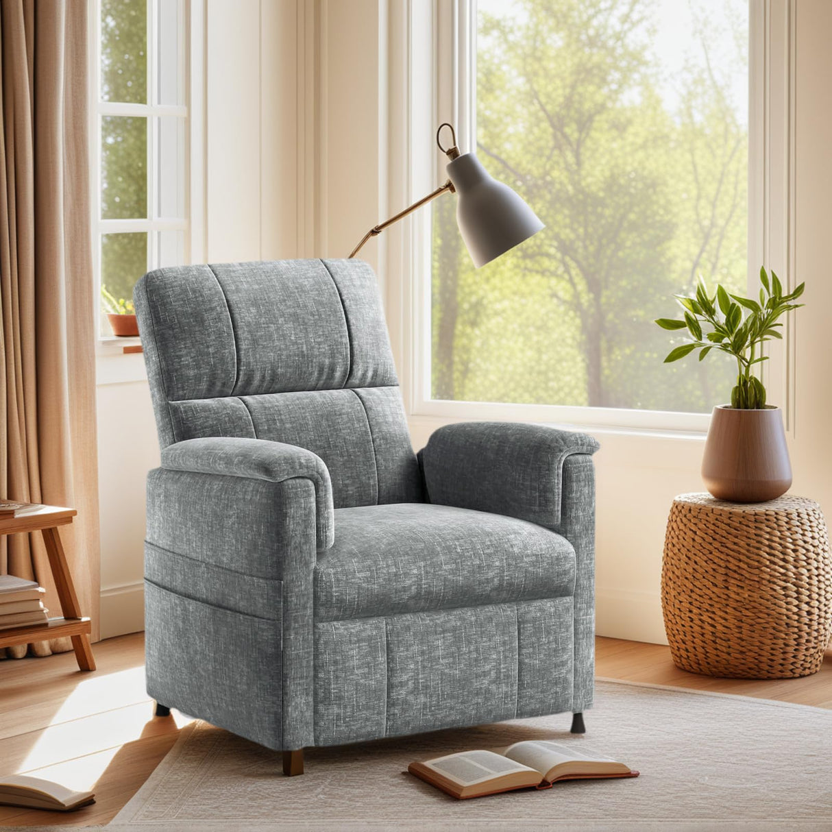 Amada Power Recliner Chair, Chenille Electric Reclining Chair for Adults for Small Spaces with Remote & Side Pockets, Thick Seat Cushion for Living Room & Bedroom, Home Theater, RV AMADA HOMEFURNISHING