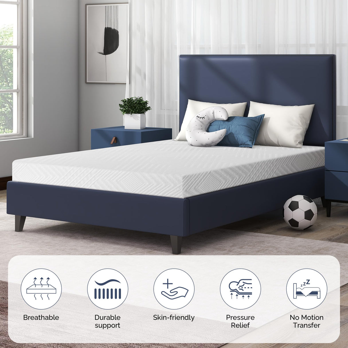 IULULU Full Size Mattress, 6-Inch Full Memory Foam Mattress - Green Tea Gel Infused, Medium-Firm for Cool Sleep and Pressure Relief Bunk Trundle Bed in a Box, CertiPUR-US Certified, White IULULU