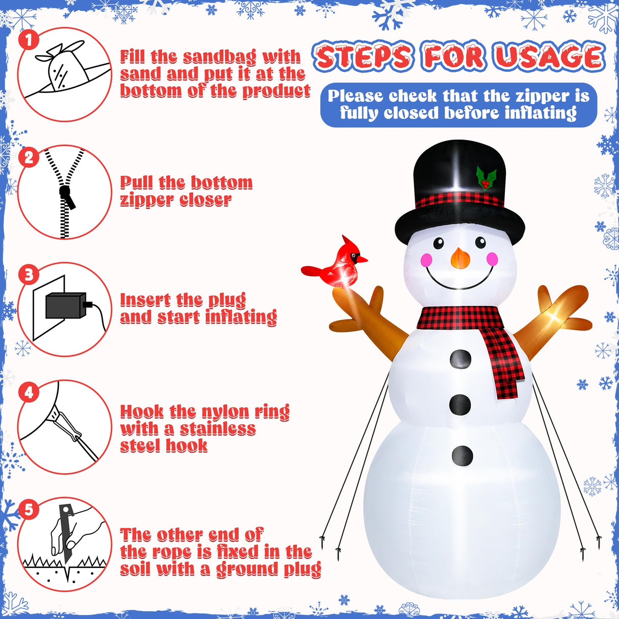 12FT Christmas Snowman Inflatables, Huge Blow Up Snowman Inflatables Decor, Lighted Christmas Outdoor Inflatable Decorations, Xmas Inflatables Snowman for Lawn Yard Holiday Party Melisheer