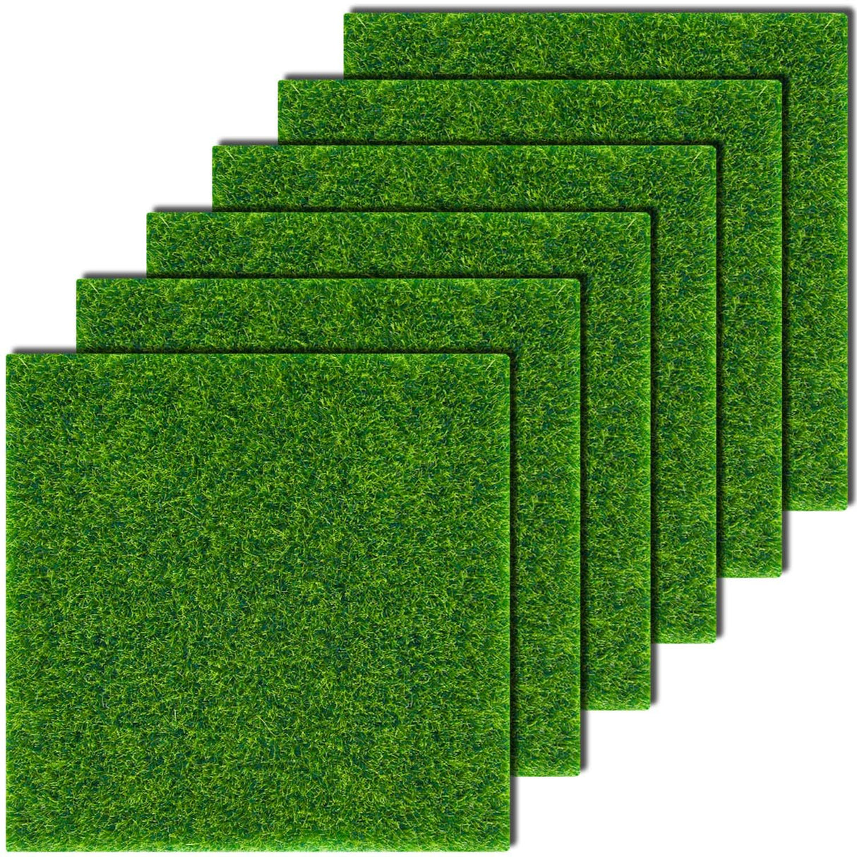 KISEER 6 Pack Fairy Garden Grass 6 x 6 Inches Miniature Artificial Craft Grass for Dollhouse Ornament DIY Decoration KISEER