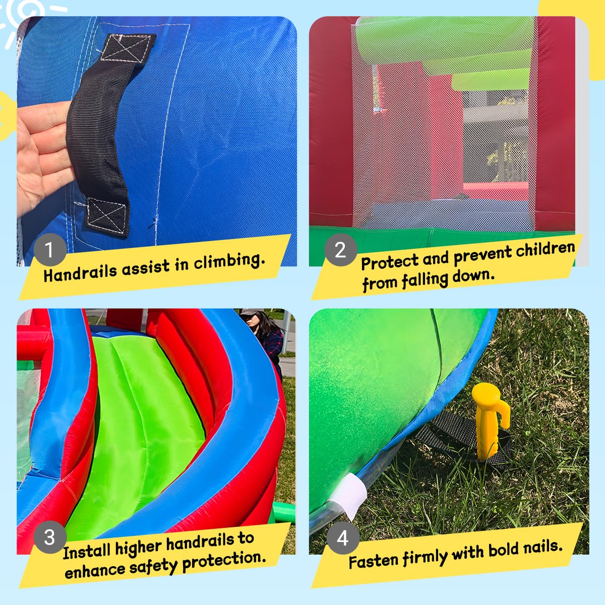 Large Dinosaur Inflatable Bounce House with Water Slide for Kids, Bouncy Castle, Splash Pool, Basketball Hoop, Climbing Wall, Air Blower, Outdoor Backyard Fun SkyGiggles