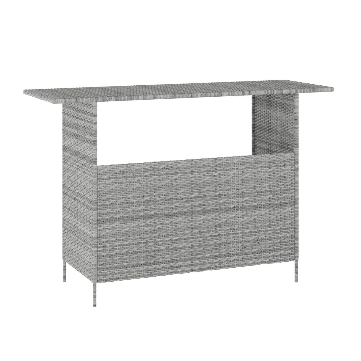 Flash Furniture Marco Indoor/Outdoor Patio Bar Counter Table, All-Weather Wicker Rattan Pattern, 2 Shelves, Gray Flash Furniture