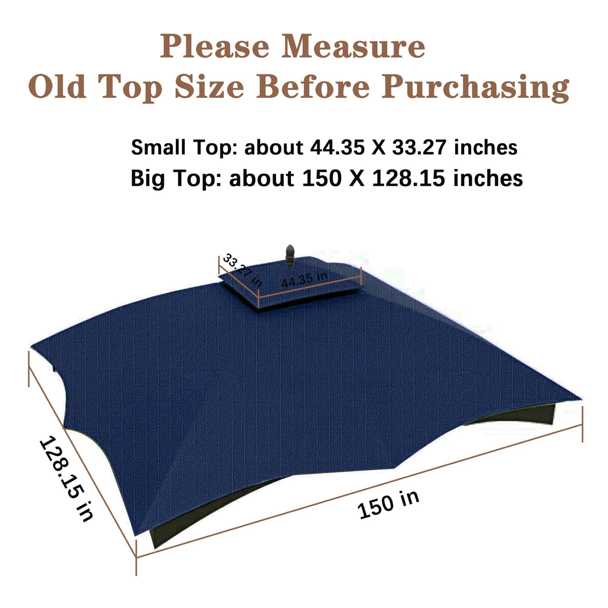 SCOCANOPY Ripstop Replacement Top for Lowe's Allen Roth 10X12 Gazebo Model #GF-12S004B-1/ GF-12S004BTO/TPGAZ17-002C,(Navy Blue) SCOCANOPY