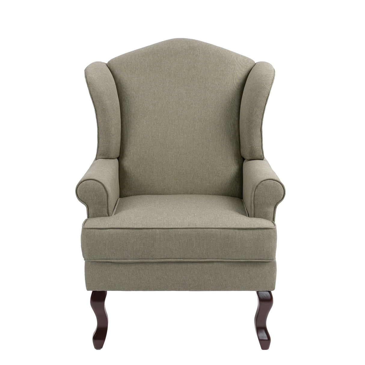 UIXE High Back Accent Chair for Living Room, Comfy Upholstered Arm Chair in Fabric with Retro Solid Wood Legs, Traditional Armchair Single Sofa Reading Seat - Light Camel UIXE