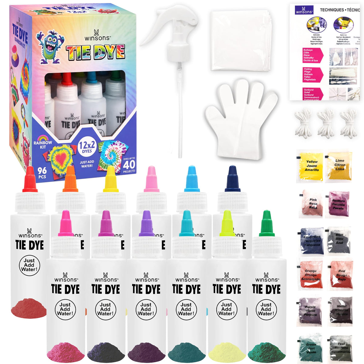 12 Colors Tie Dye Kit, Tie Dye Set for Kids, Pre-Filled Tye Dye Bottle ...