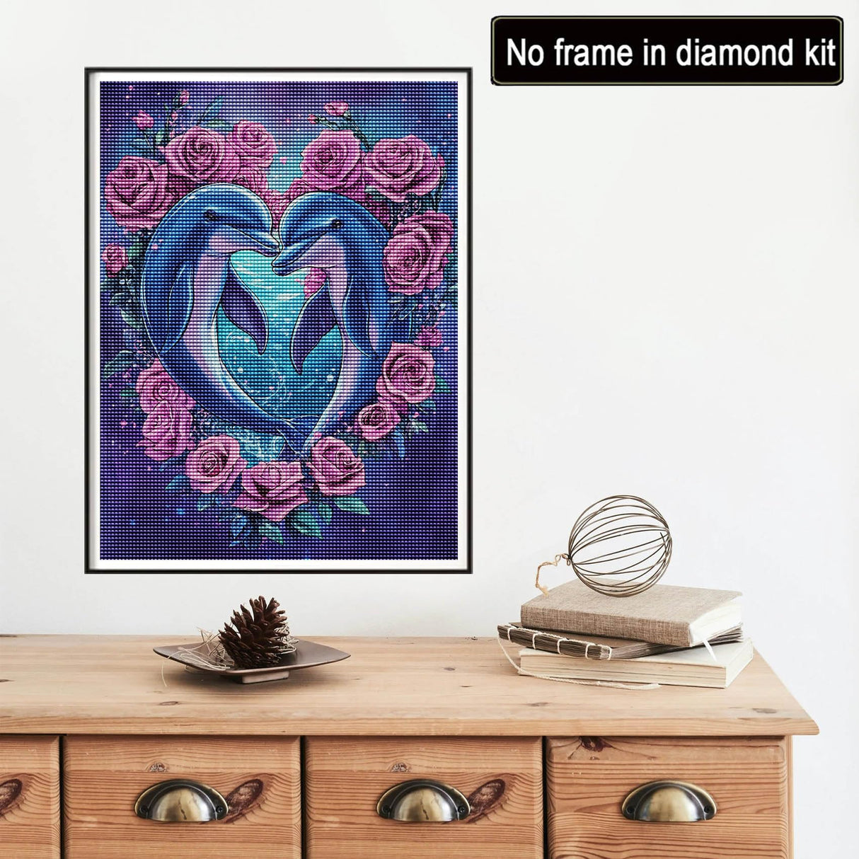 Reofrey DIY Diamond Art Kits for Adults Dolphin, Animal Full Drill Round Rhinestone Diamond Painting Kits for Adults, Cross Stitch Embroidery Canvas for Crafts Home Wall Decor 30x40cm Reofrey