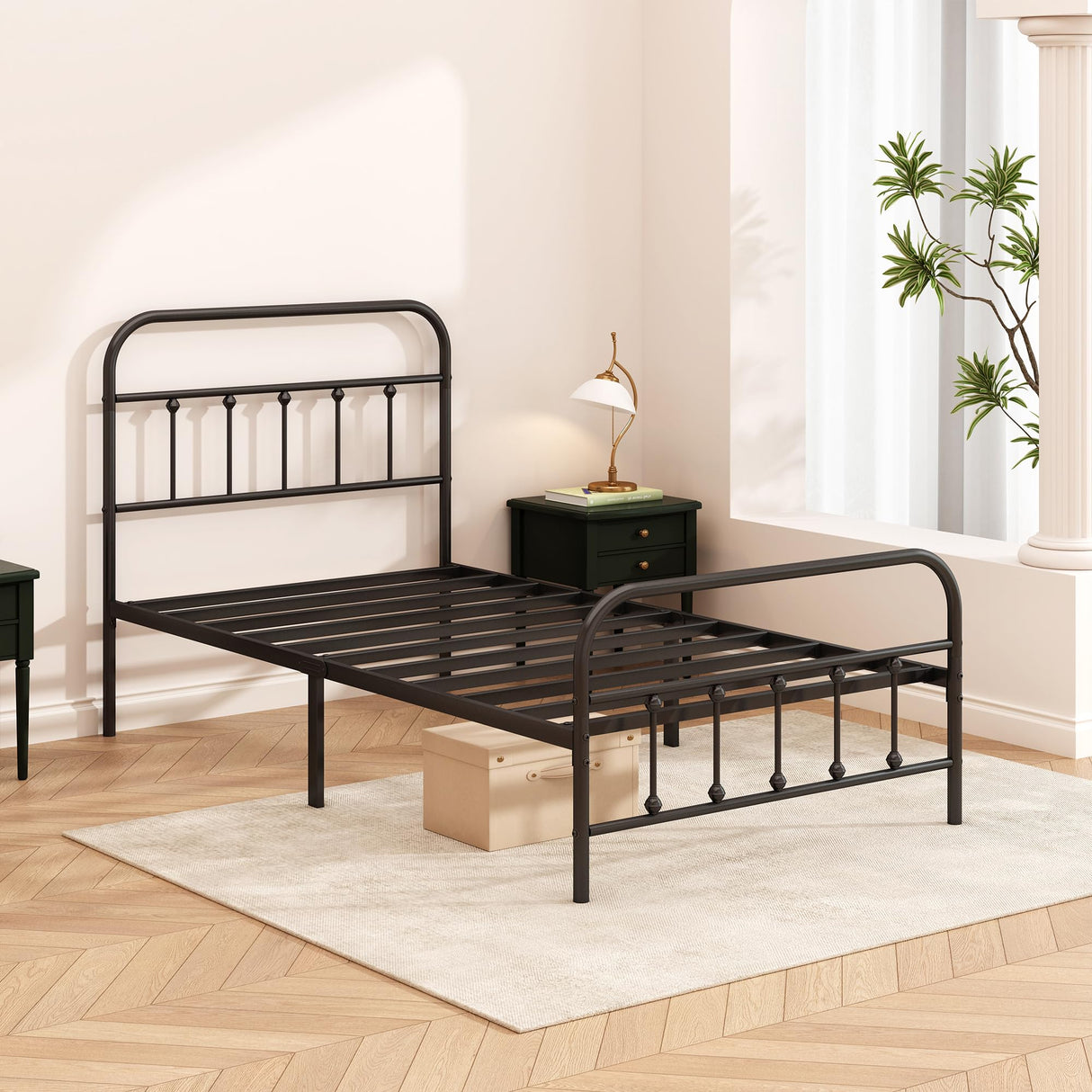 Kujielan Metal Bed Frame - Structurally Stable Heavy Duty Steel Slat Supported Twin Bed Frames,No Box Spring Needed for Easy Removal and Transport. Kujielan
