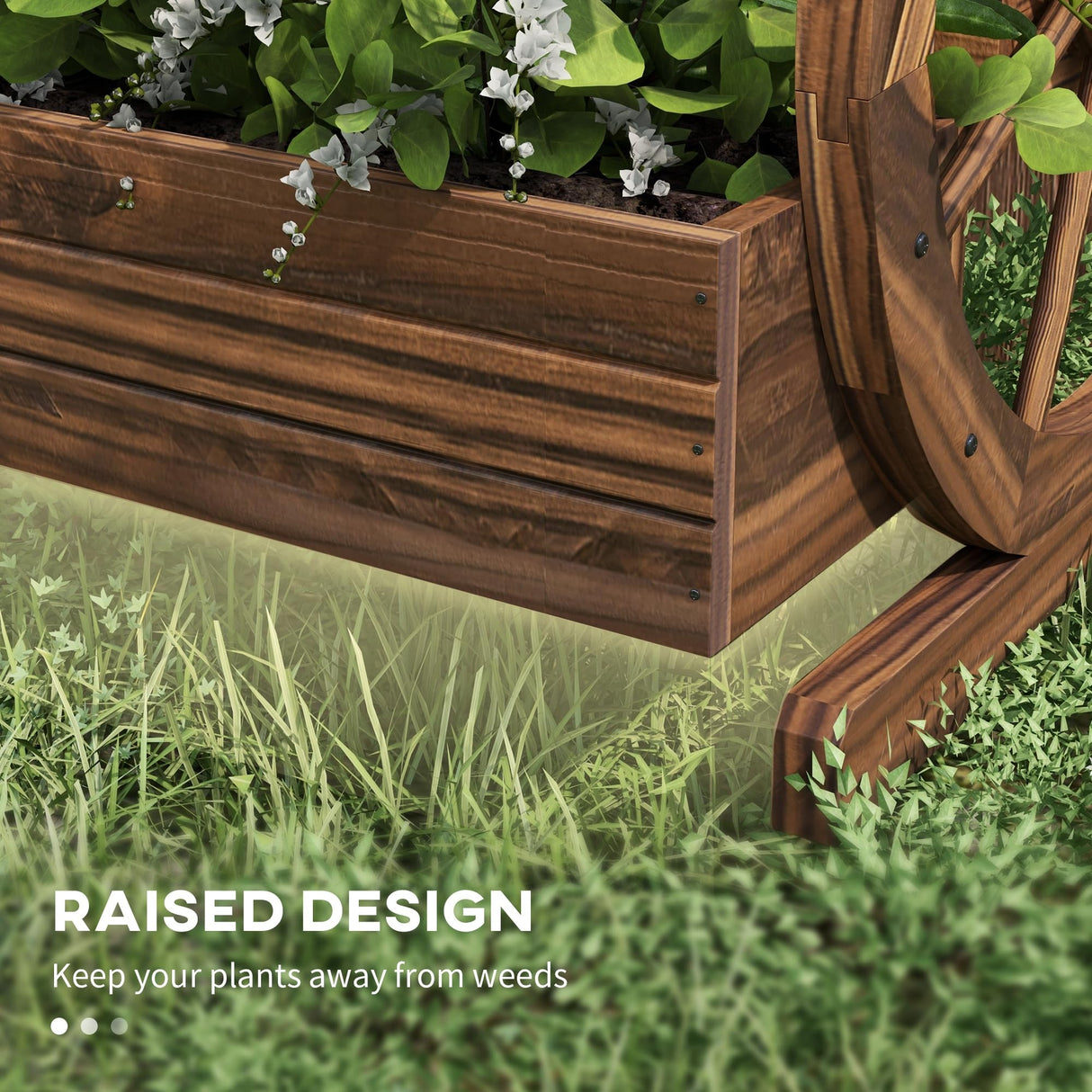 Outsunny 3-Tier Raised Garden Bed, Wooden Wagon Planter Boxes with Drainage Holes, for Vegetables Flowers Herbs, 25" x 24" x 23" Outsunny