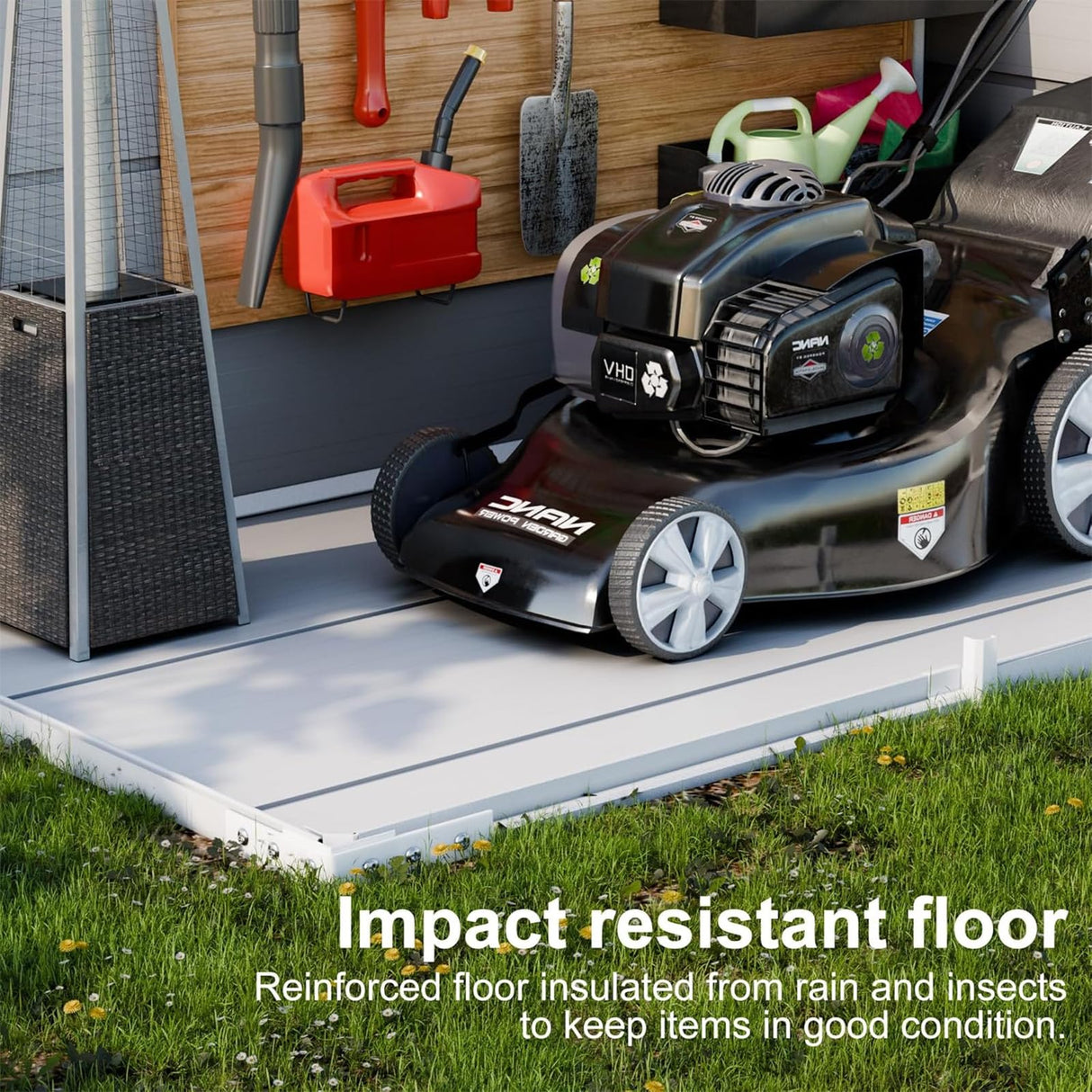 CDCASA 4x8 FT Resin Lean to Shed, Waterproof Outdoor Storage Shed with Floor and Adjustable Openable Windows,Outside Plastic Tool Shed for Backyard Garden Patio Lawn CDCASA