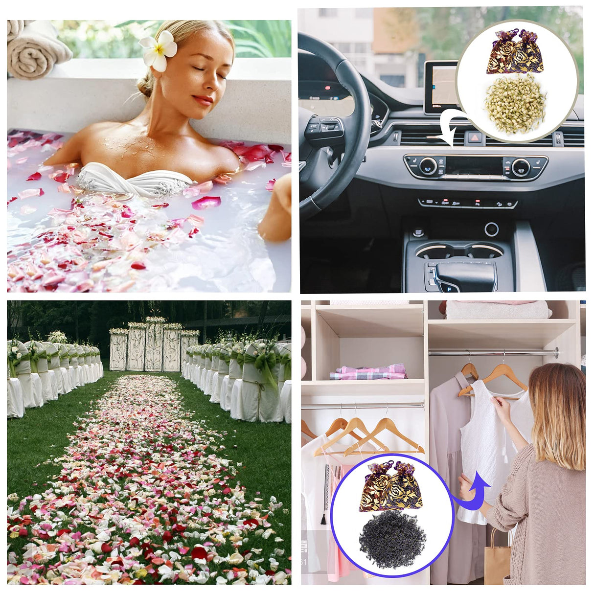 40 Bags Natural Dried Flowers Kit, Natural Dried Herbs with 2 Mesh Drawstring Bag for Soap,Candle,Resin Jewelry Making,Bath,Nail - Rose Petals,Rosebuds,Lilium,Jasmine,Don't Forget Me and More SACATR