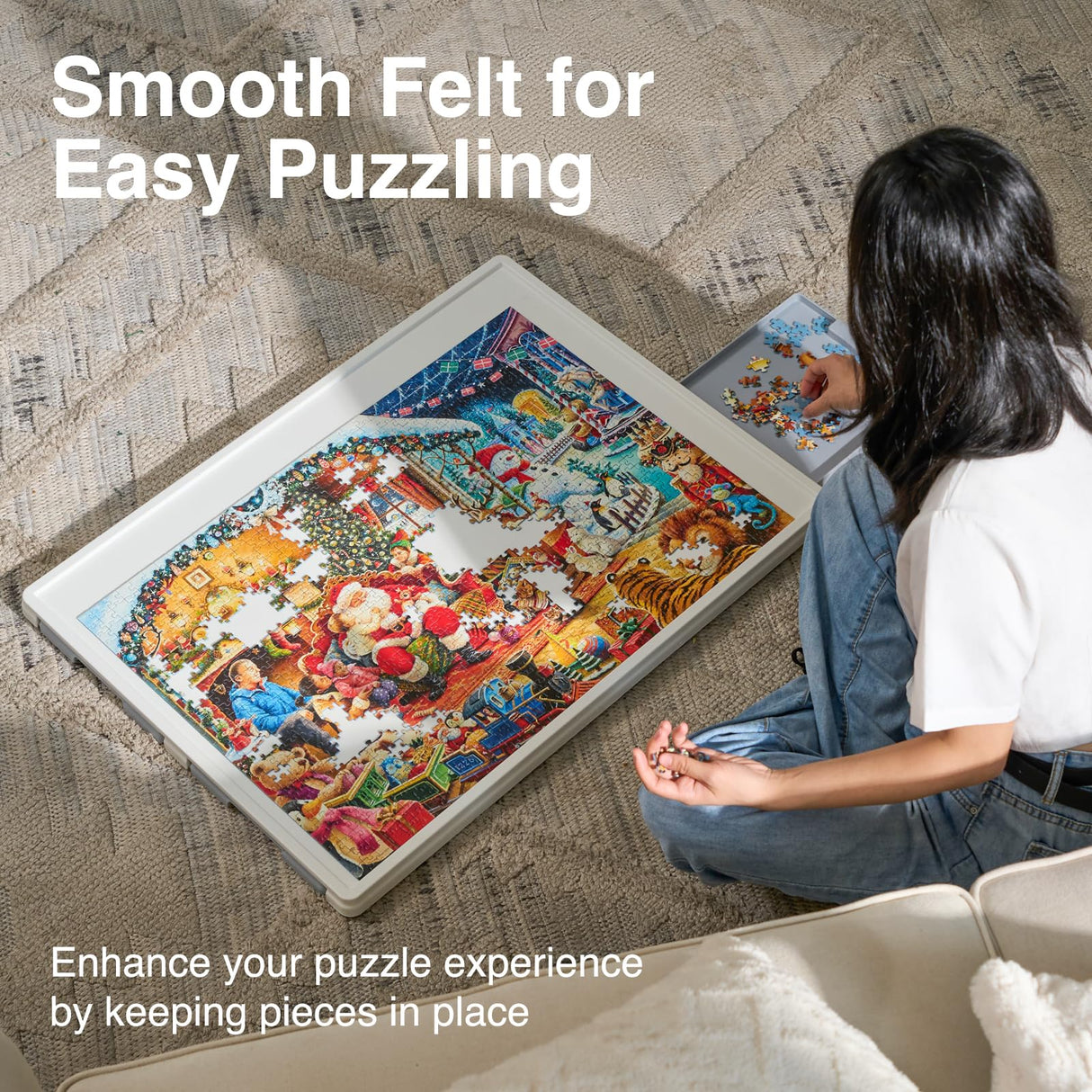 WELGEE Rotating Puzzle Board with Drawers 1000 Pieces,Upgraded Lazy Susan Spinning Jigsaw Puzzle Organizer Table (31"x 23") with Puzzle Mat, Premium ABS Plastic, Ideal Gift WELGEE