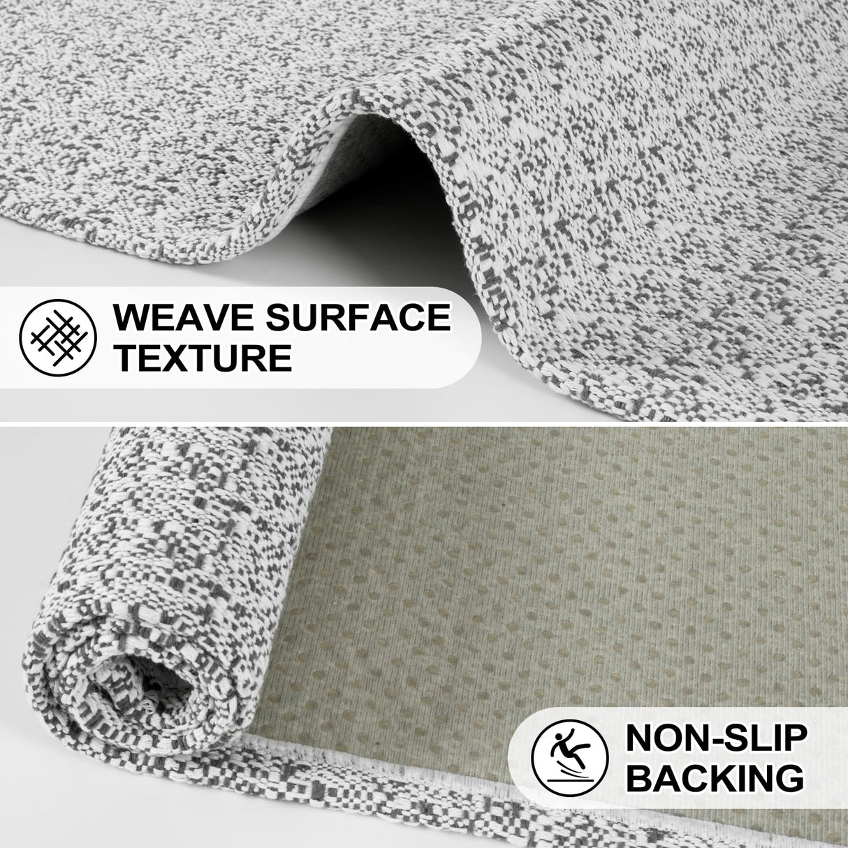 Collive Hallway Runner Rug 2x6 Kitchen Runner Rugs Non Slip Rubber Backed Gray Cotton Carpet Washable Farmhouse Rug Runners for Hallways Boho Floor Runners for Bedroom Entryway Laundry Collive