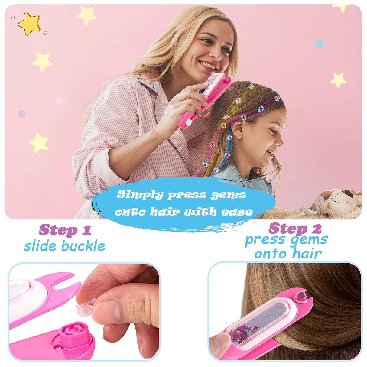 Jewelry Making Kit & Hair Gem Stamper for Girls 6-12, DIY Necklace & Bracelet Making Kit, Princess Crafts & Fashion Designer Kits for Kids Ages 6-12, Birthday Gift GrandSail