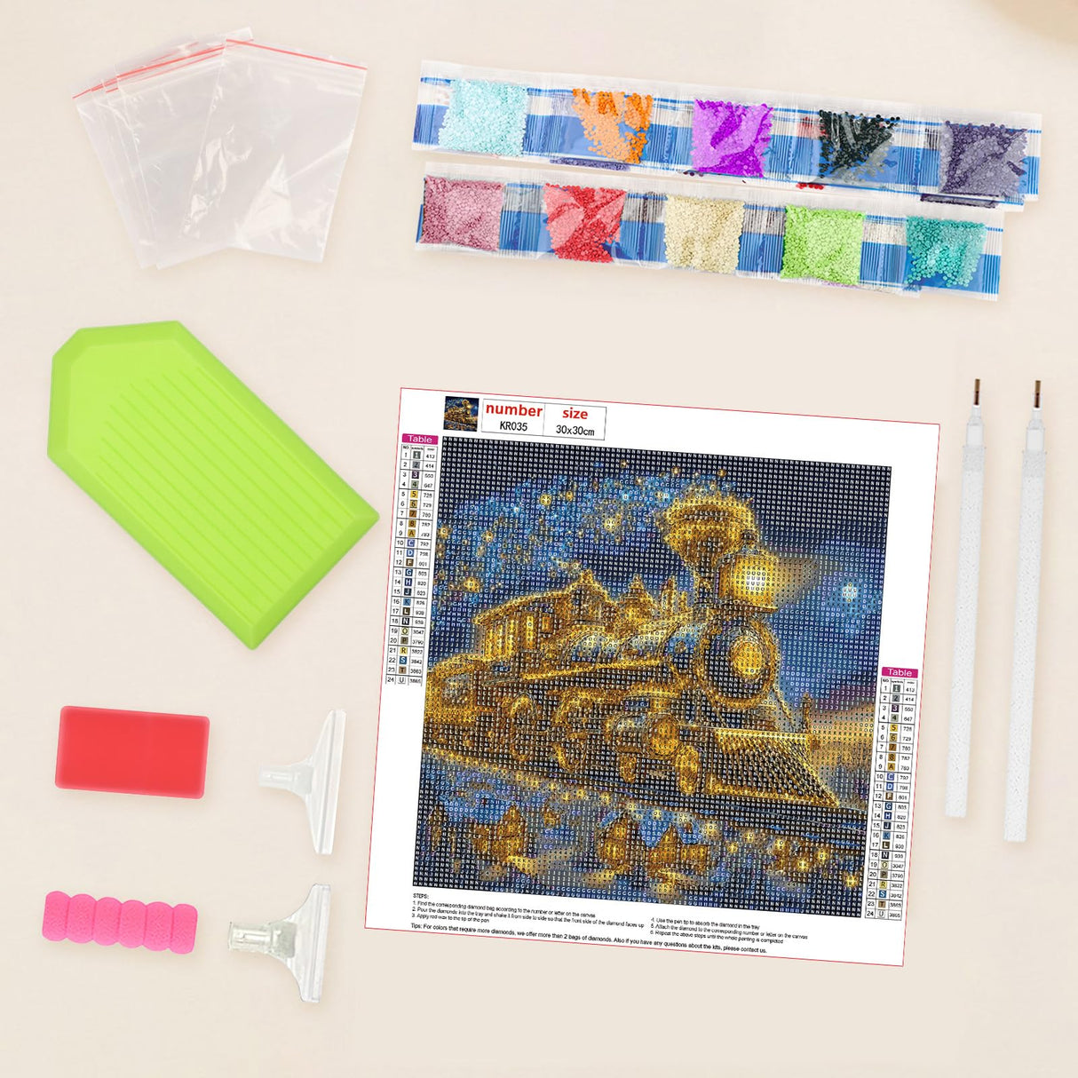 Lxmsja Christmas Winter Diamond Art Kits for Adults, Magical Train Diamond Painting Kits for Beginners, 5D DIY Full Drill Gem Art Crafts for Adults, Home Wall Decor 12x12 inch Lxmsja