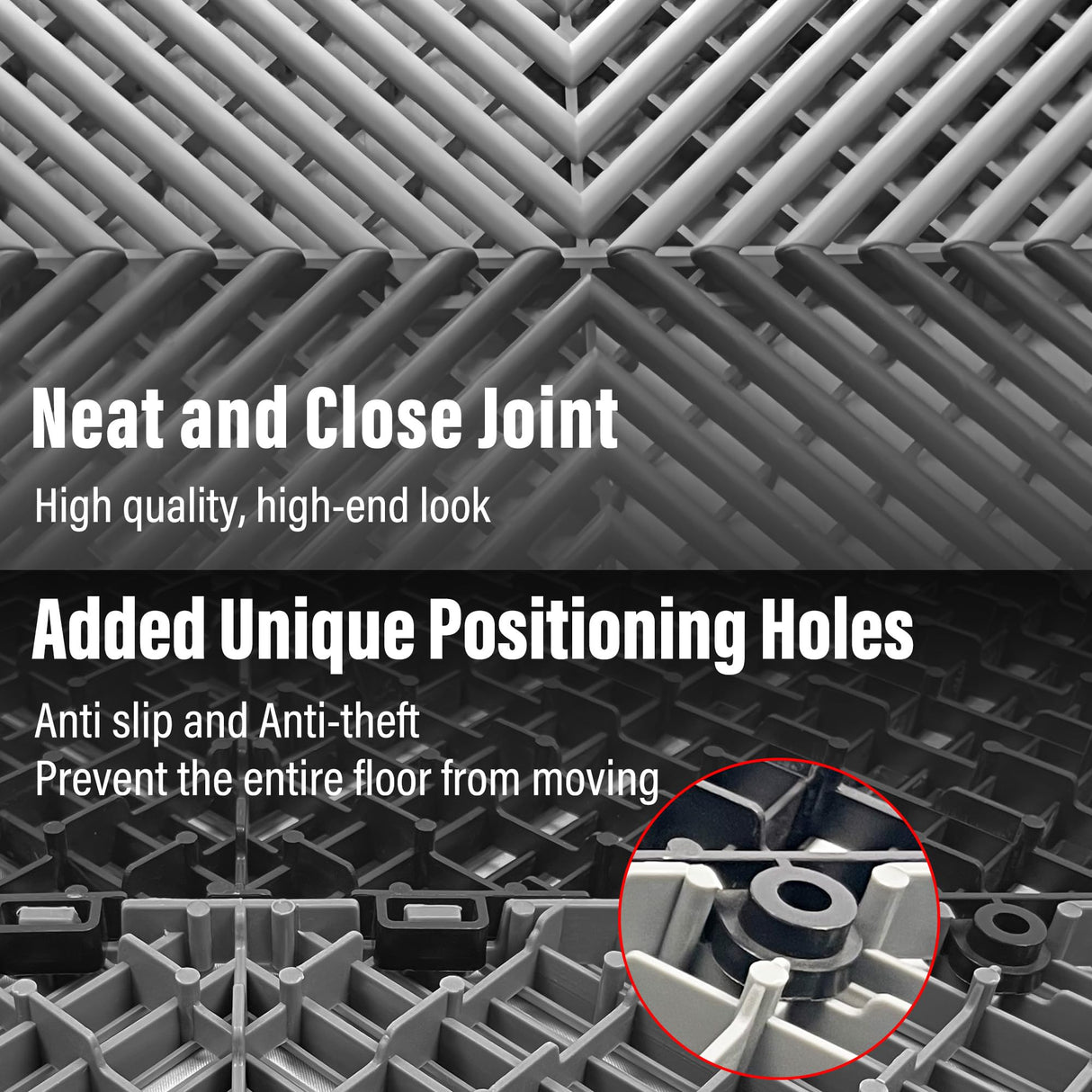 HTWELL 24 Pack 16"x 16"Interlocking Garage Floor Tiles,Modular Drainage Floor Mat,Non-Slip Splicing Interlocking Drainage Mats Floor Tile for Garage Car Wash Basement,etc(Black) HTWELL