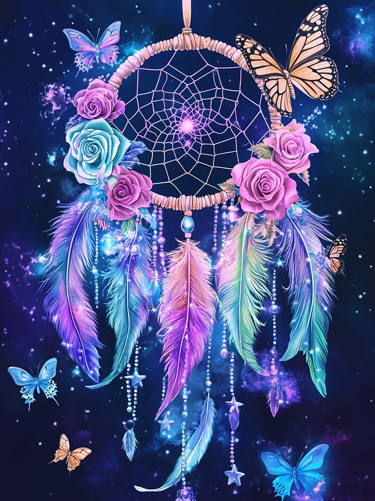 VAIIEYO 5D DIY Diamond Art Kits for Adults Dream Catcher, Diamond Painting Flower, Paint by Numbers Full Drill Round Rhinestone Craft Canvas for Home Wall Decor Gift 12x16 inch-16 VAIIEYO