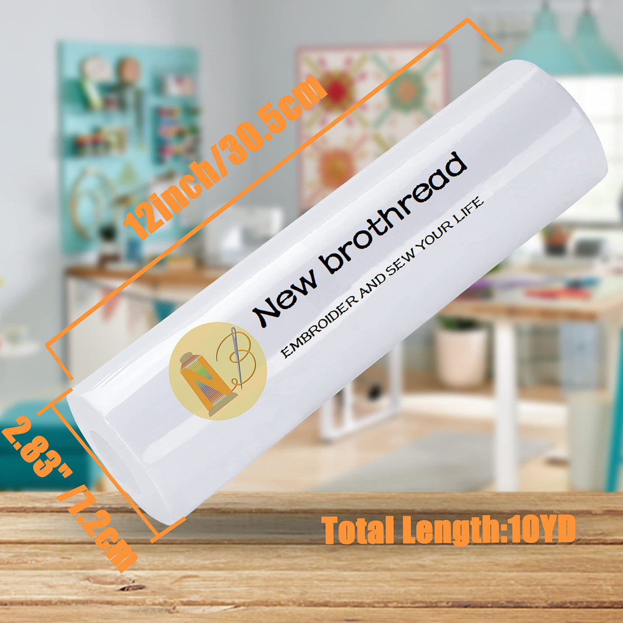 New brothread Sticky Self-Adhesive Tear Away Embroidery Stabilizer Backing 12" x 10 Yd roll - Medium Weight for Napped Fabric & Hoop Less Embroidery New brothread