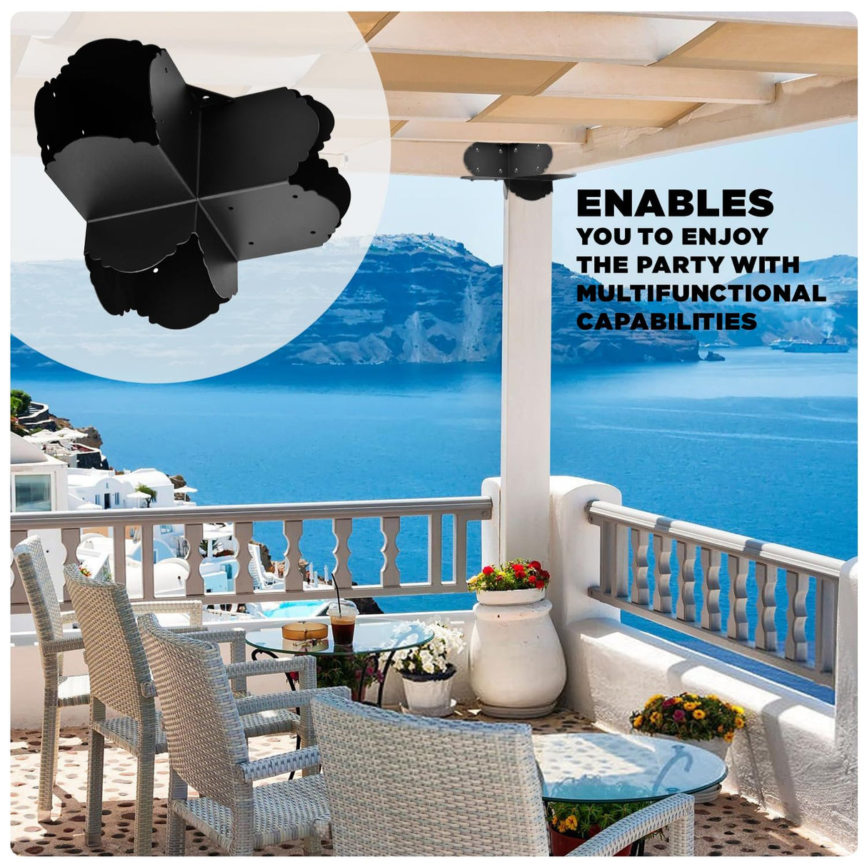 Pergola Bracket, 3-Way Pergola Right Angle Bracket, Raised Wood Bracket for 6"x6" (Inner Dimensions: 5.5"x5.5") Wooden Beam, Pergola, Garden, Gazebo,... TPHUC