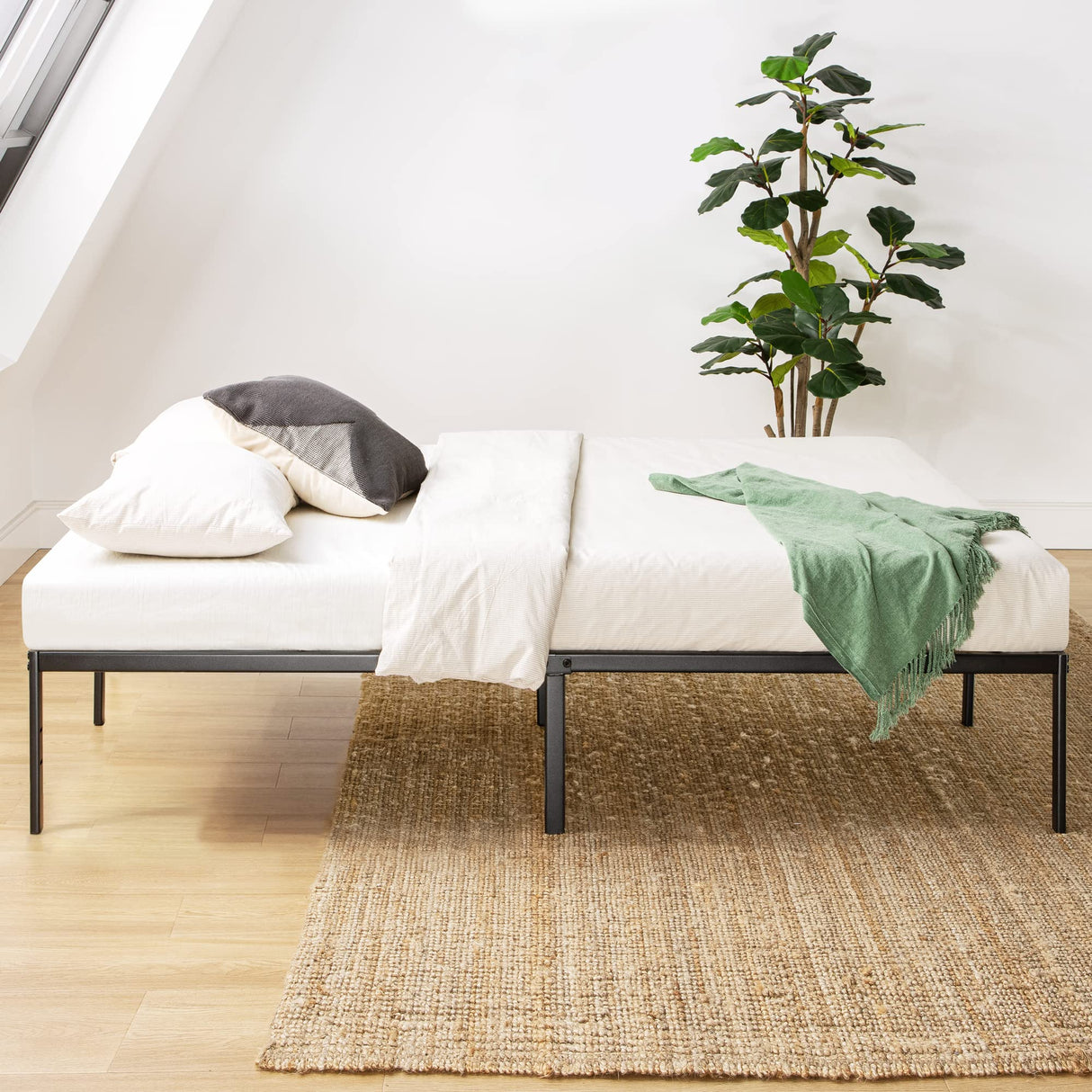 Best Price Mattress 14-Inch Metal Platform Beds w/ Heavy Duty Steel Slat Mattress Foundation (No Box Spring Needed), Black Best Price Mattress