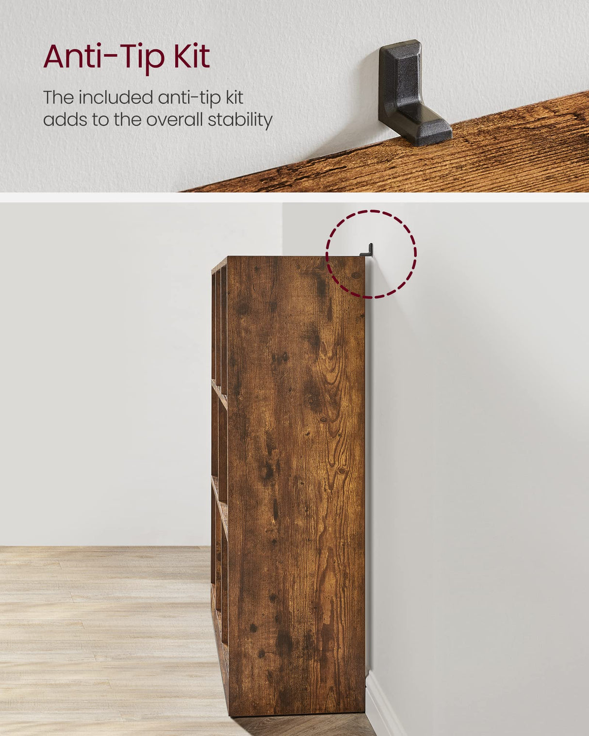 VASAGLE Bookcase, Bookshelf, Freestanding Storage Unit, 8 Open Compartments, Used Horizontally, Vertically, Upside Down, 11 x 35.4 x 39.4 Inches, for Living Room, Study, Office, Rustic Brown ULBC55BX VASAGLE