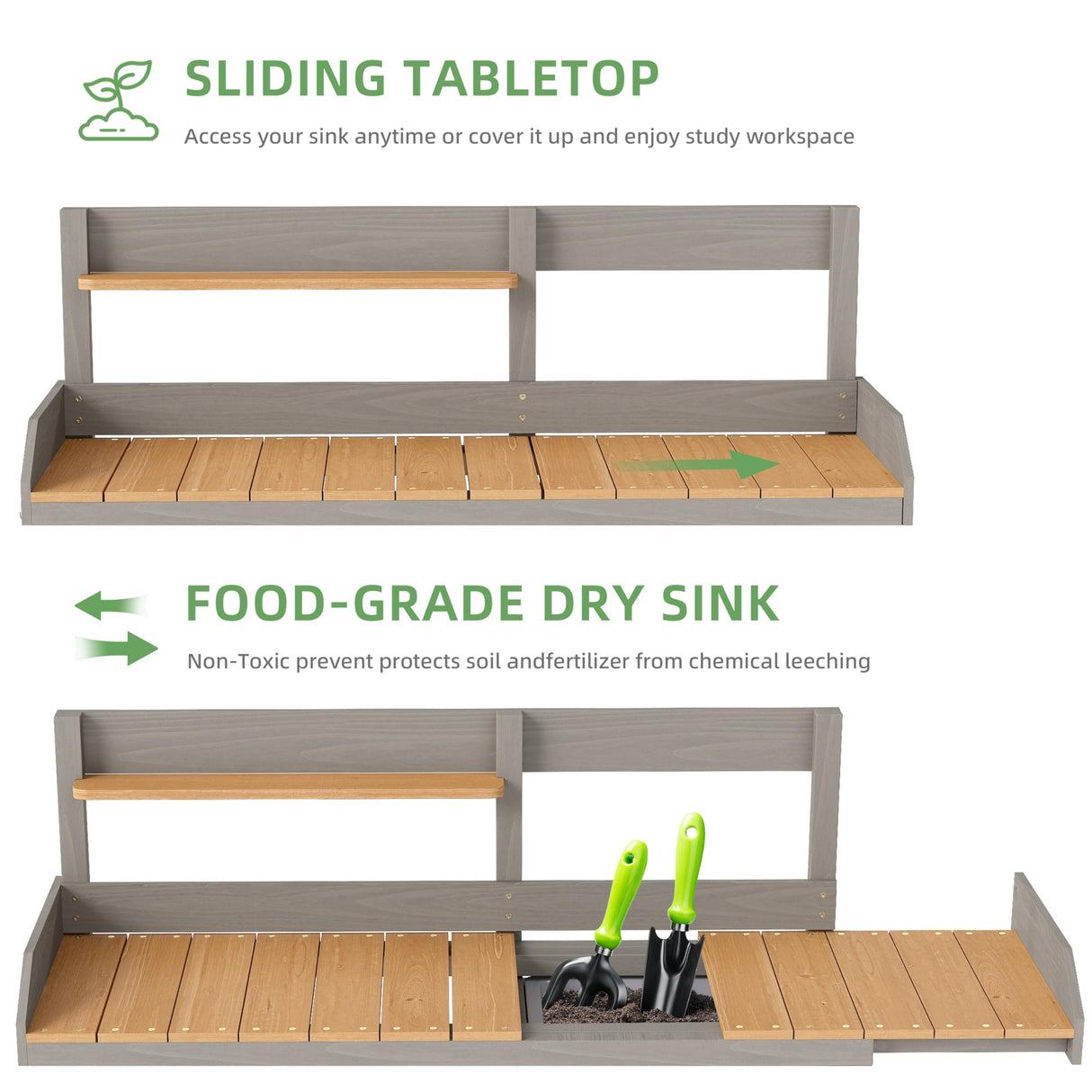 Outdoor Wooden Potting Bench Table with Sink, Garden Table Work Bench with Storage, Workstation for Outside Patio Lawn Mederla