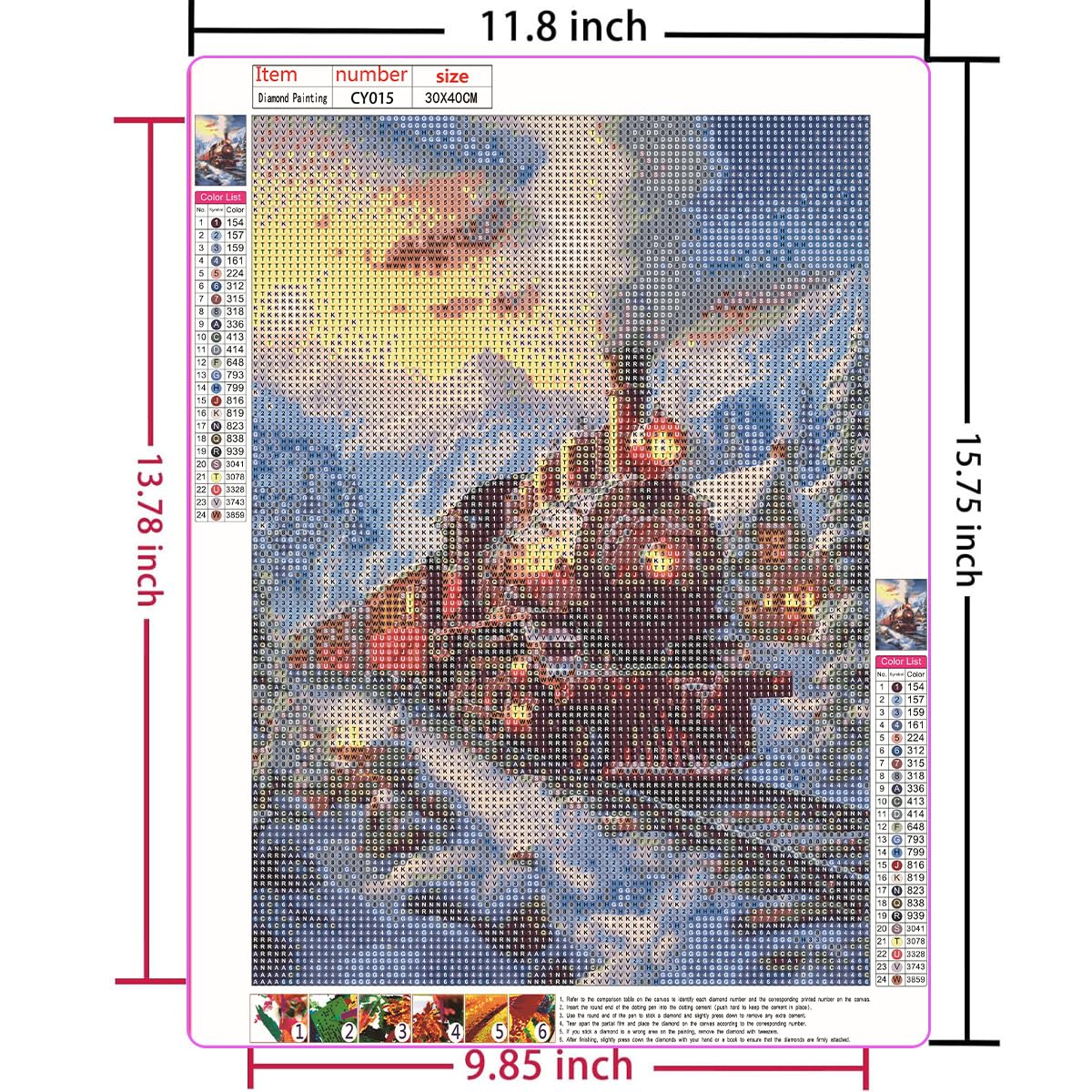 Amz Camel DIY 5D Diamond Art Kits (12 * 16 Inch), Painting, Art for Snow Train, Embroidery Full Drill for Landscape, Diamond Art Kits Rhinestone Craft for Home Wall Decor Amz Camel