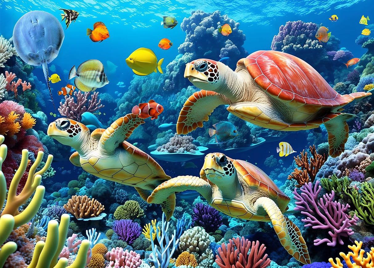 500 Piece Jigsaw Puzzle for Adults -Sea Turtle Jigsaw Puzzles 500 Pieces Puzzles for Adults-The Underwater World Finished Size 19.3" x 13.7" HUADADA