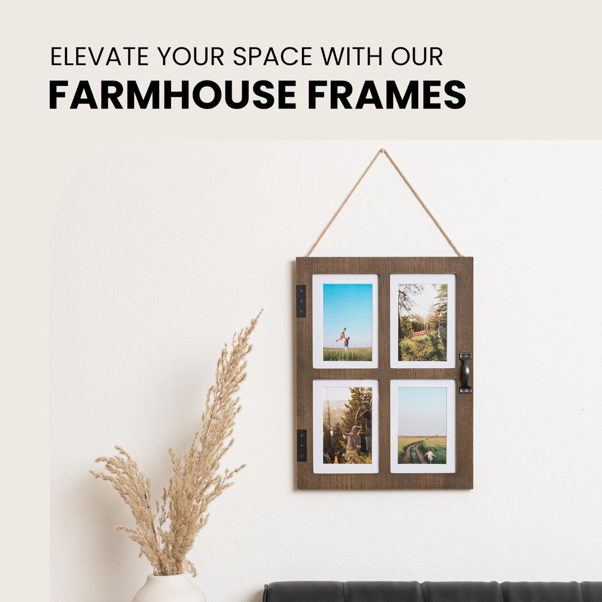 GLM 5x7 Picture Frame Collage with 4 Photos - Display Your Favorite Memories - Collage Picture Frames That Fit Any 4x6 or 5x7 Photo (Brown) Great Lakes Memories