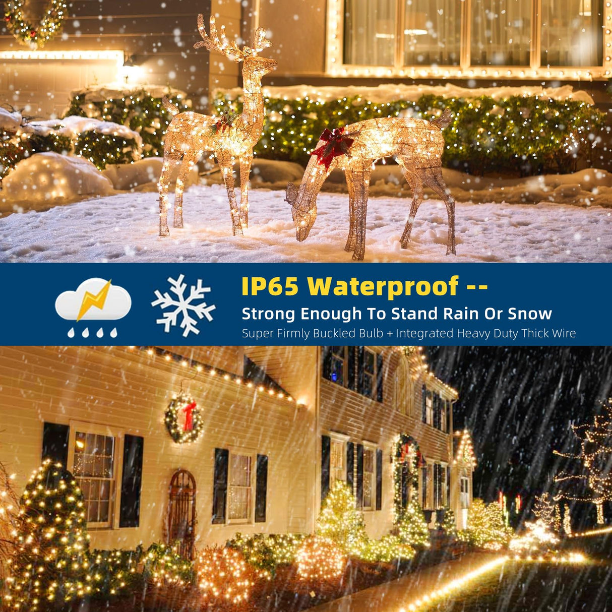 MZD8391 170FT 500 LED Christmas Lights Outdoor Indoor, Waterproof Christmas Tree Lights for Christmas Decorations with Timer, 8 Modes Memory Function (Warm White) MZD8391