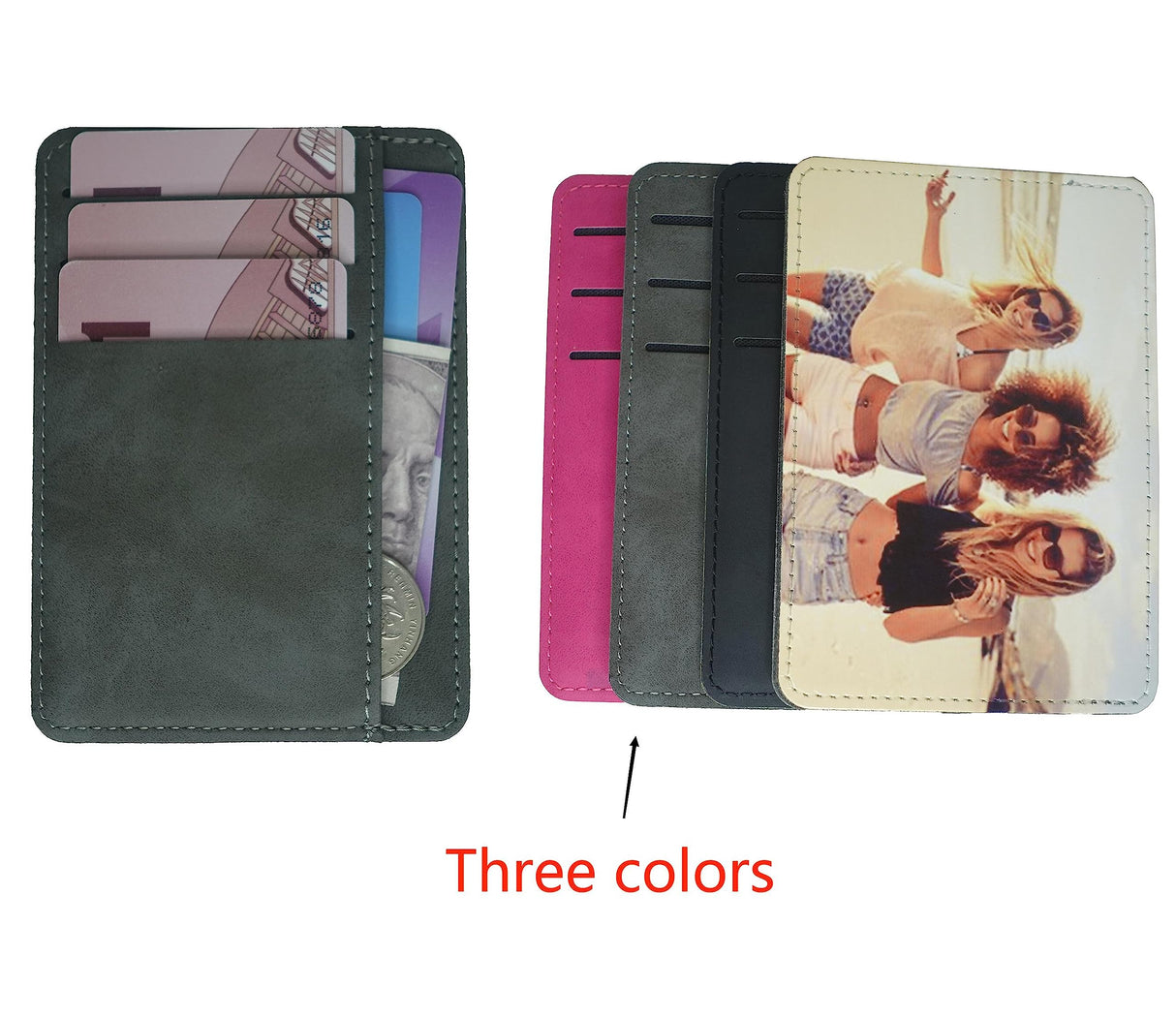 Sublimate Wallet Ultra-thin Card bag Women's wallets Blank Leather Front Pocket Wallet DIY Crafts (Black) WoodArtSupply